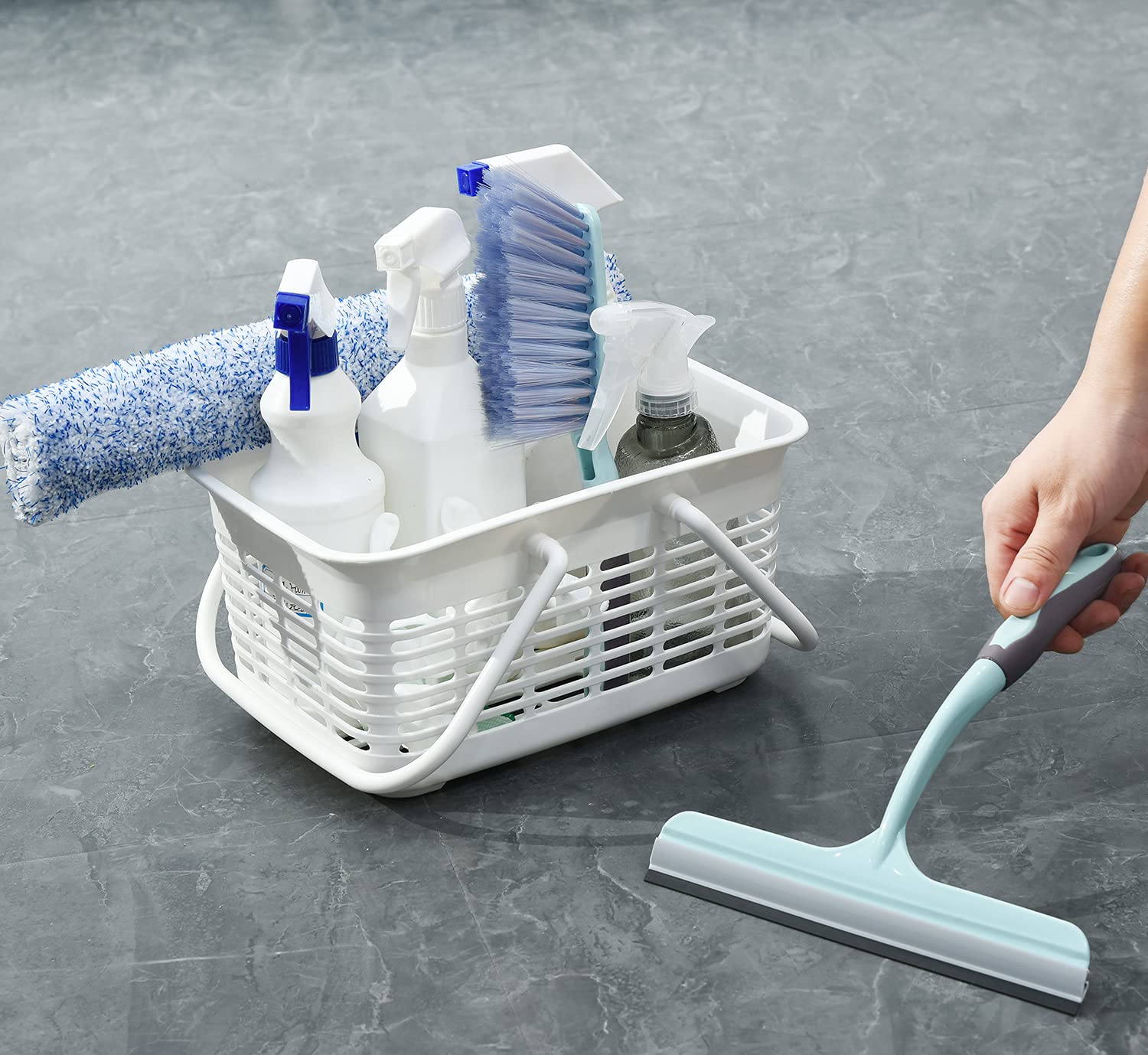 Alink Plastic Shower Caddy Basket With Handle, Portable Organizer Storage Basket For College Dorm, Bathroom, Kitchen - White