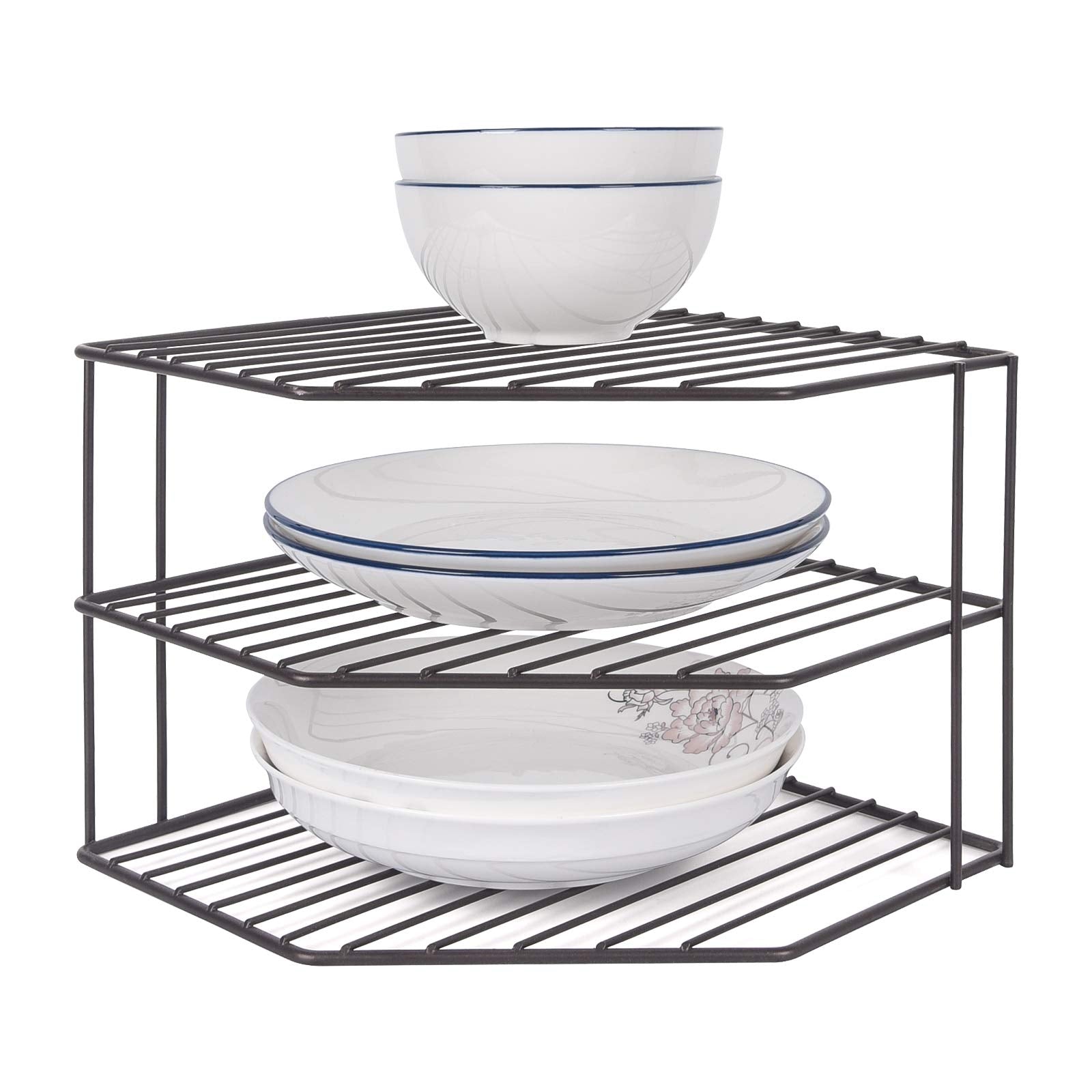 3Tier Corner Shelf Counter And Cabinet Organizer  Steel Metal Wire  Rust Resistant  Plates, Dishes, Cabinet & Pantry Organiz
