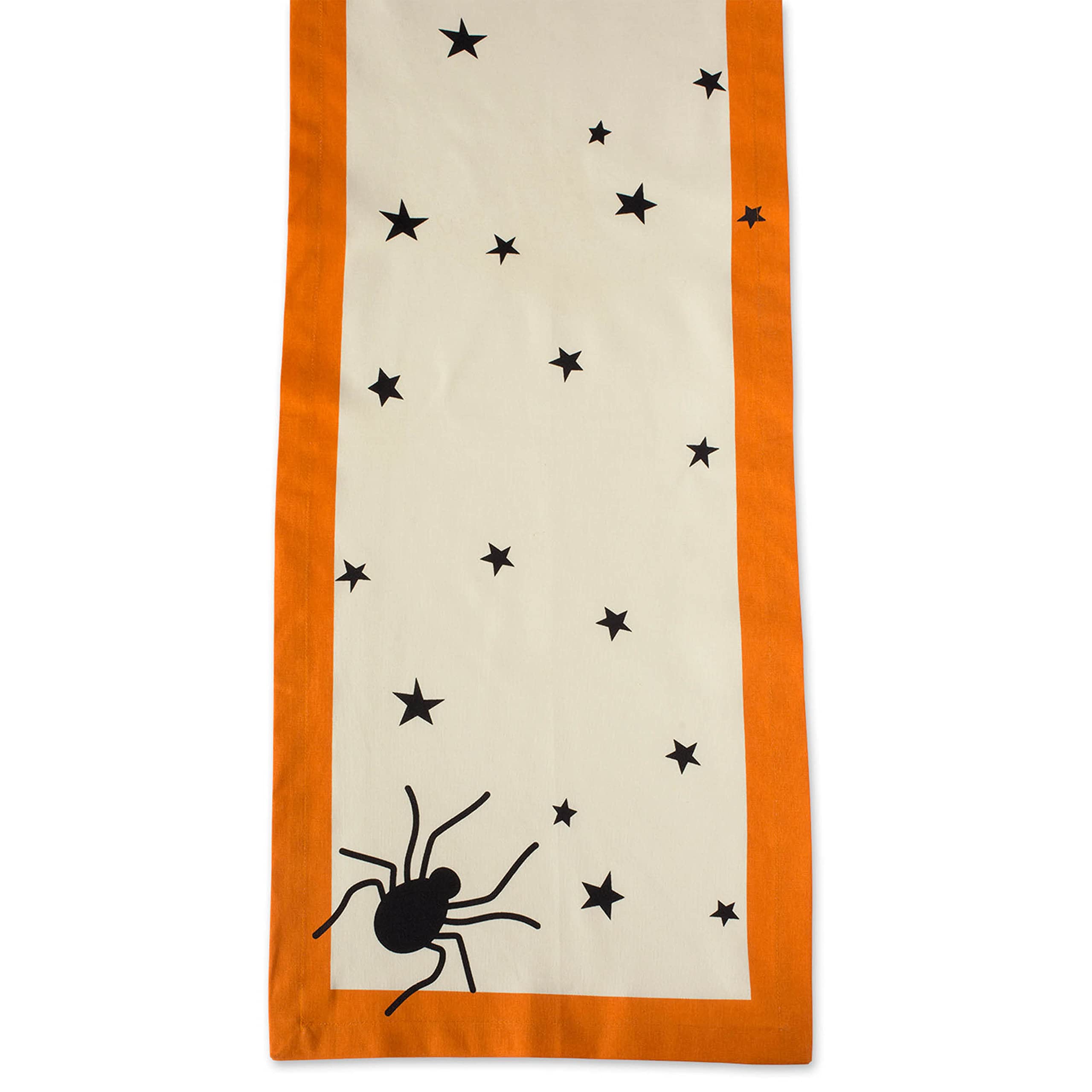 Dii Halloween Tabletop Collection Bold Black Stars/Spooky Spider With Orange Border On Off-White Natural Background, Machine Was