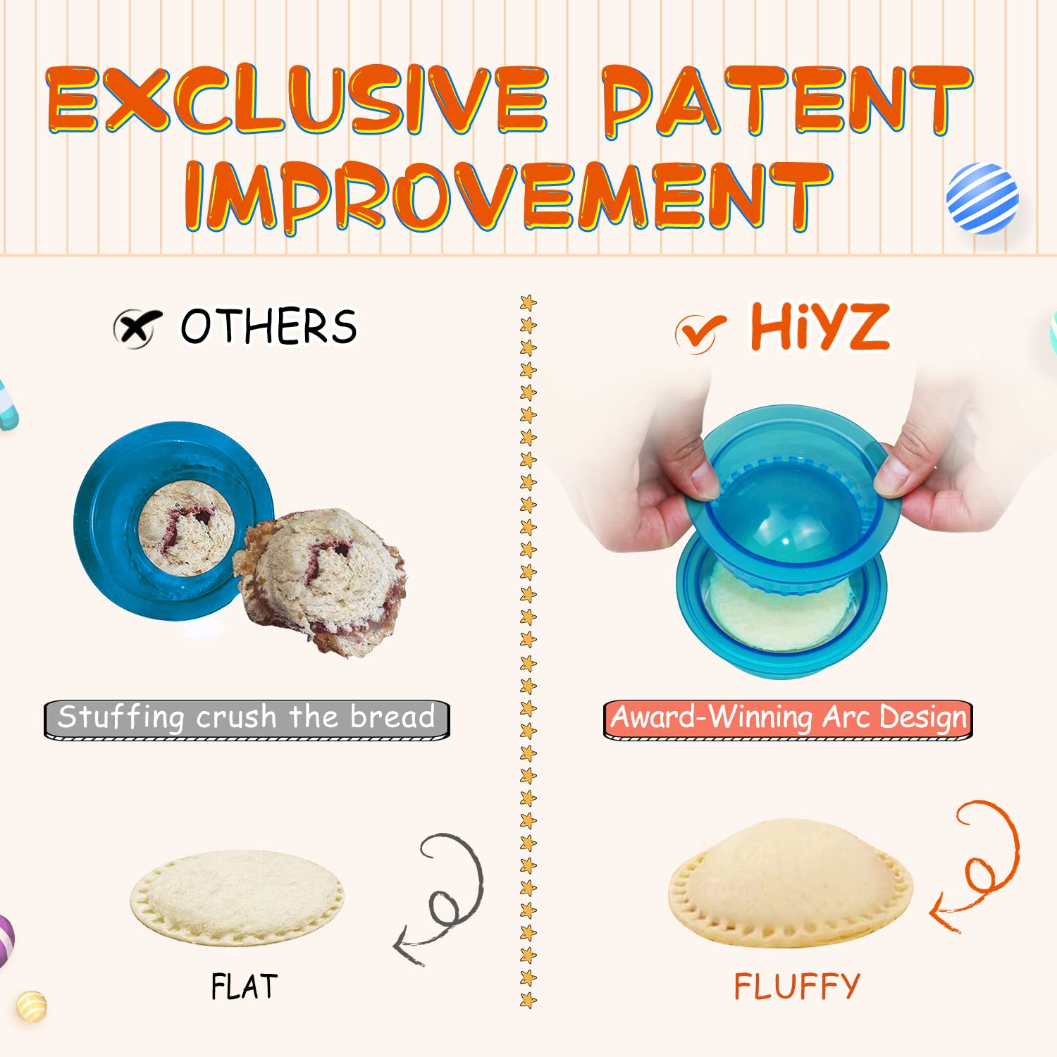 Hiyz Sandwich Cutter And Sealer - 5 Pcs Decruster Sandwich Maker - Peanut Butter And Jelly Crustless Sandwich Bread Pancake Make