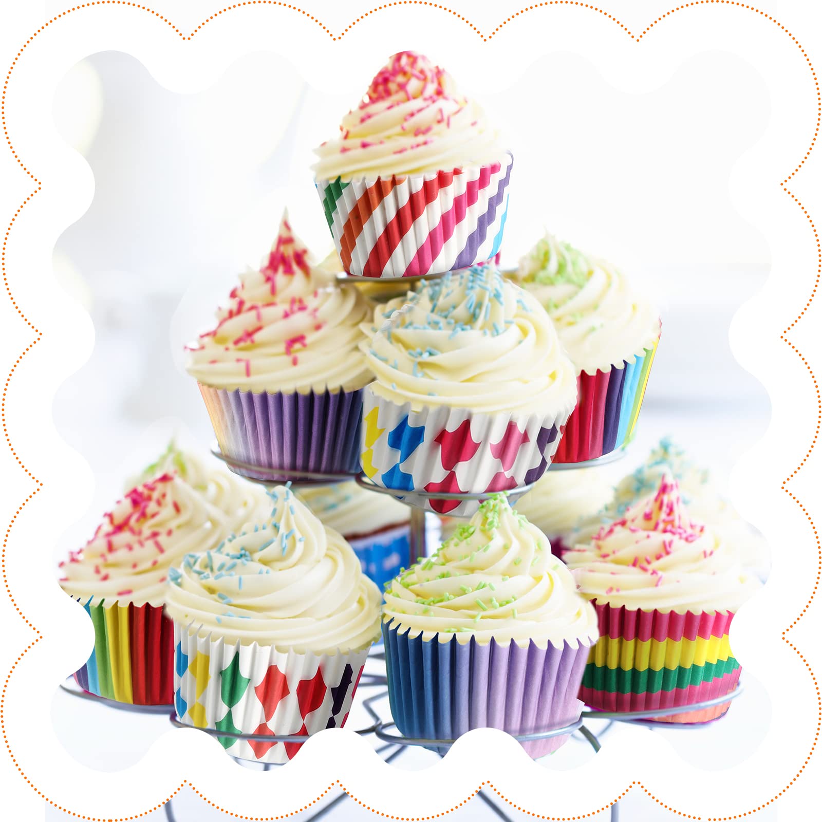 600 Pieces Rainbow Cupcake Liners Rainbow Cupcake Wrappers Baking Cups Cupcake Liners, Colorful Cake Paper Cup Rainbow Baking Cu