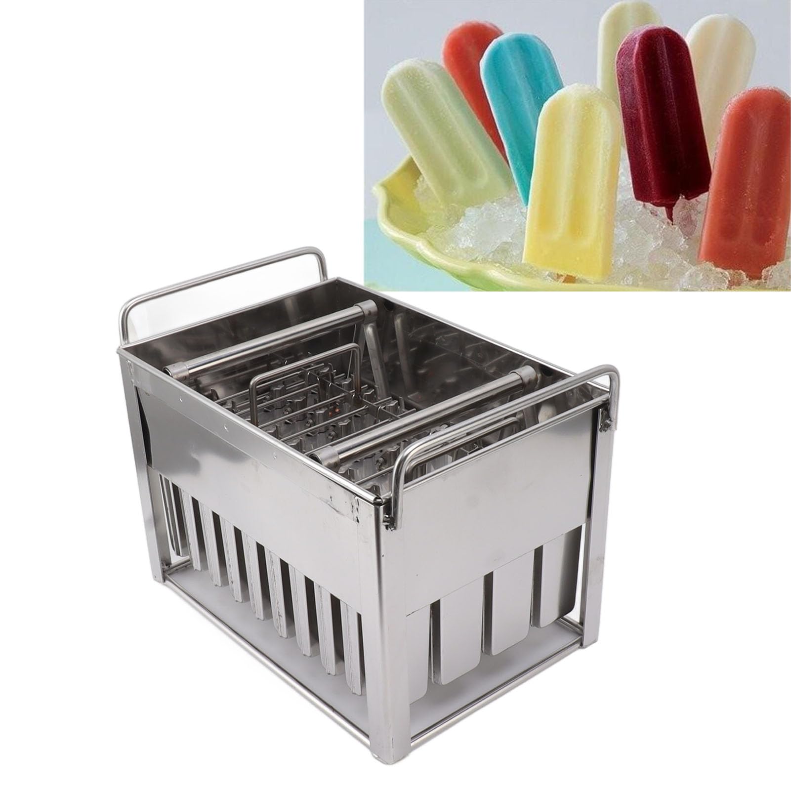 40Pcs Stainless Steel Popsicle Molds, Commercial Popsicle Ice Lolly Popsicle 40 Stick Holes Ice Cream Maker Stick Holder Diy Ice