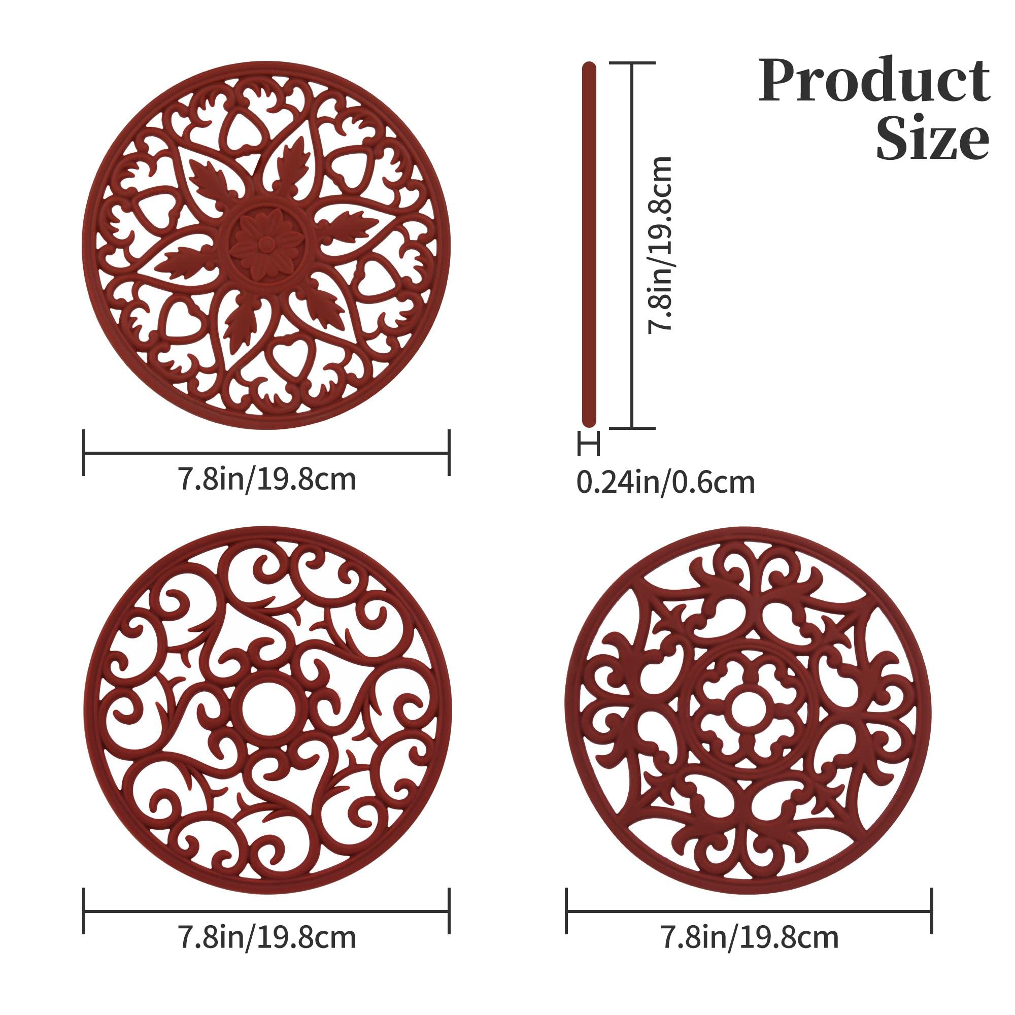 Nstezrne Trivets For Dishes,Silicone Hot Pads For Kitchen, Trivets For Hot Pots And Pans, Intricately Carved Heat Resistant Mats