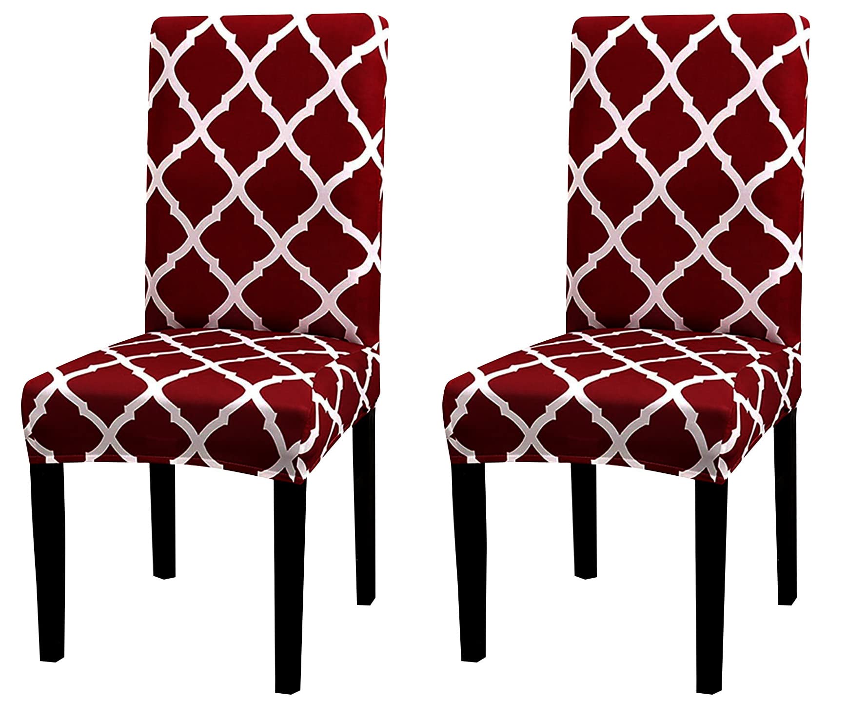 House Of Quirk Elastic Chair Cover Stretch Removable Washable Short Dining Chair Cover Protector Seat Slipcover (Pack Of 2, Maro