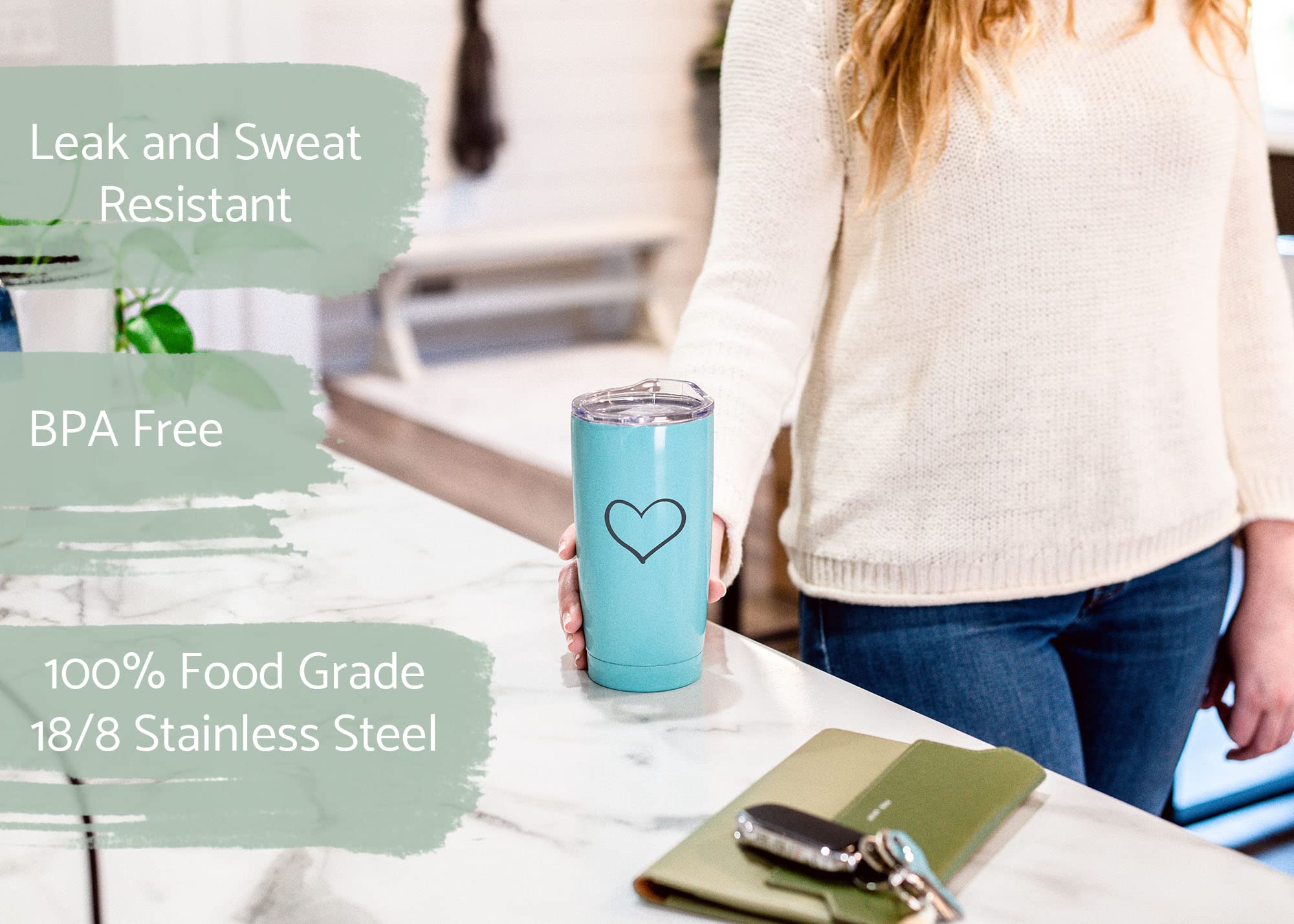 Elanze Designs Best Babysitter Ever Teal 20 Ounce Stainless Steel Travel Tumbler Mug Lid