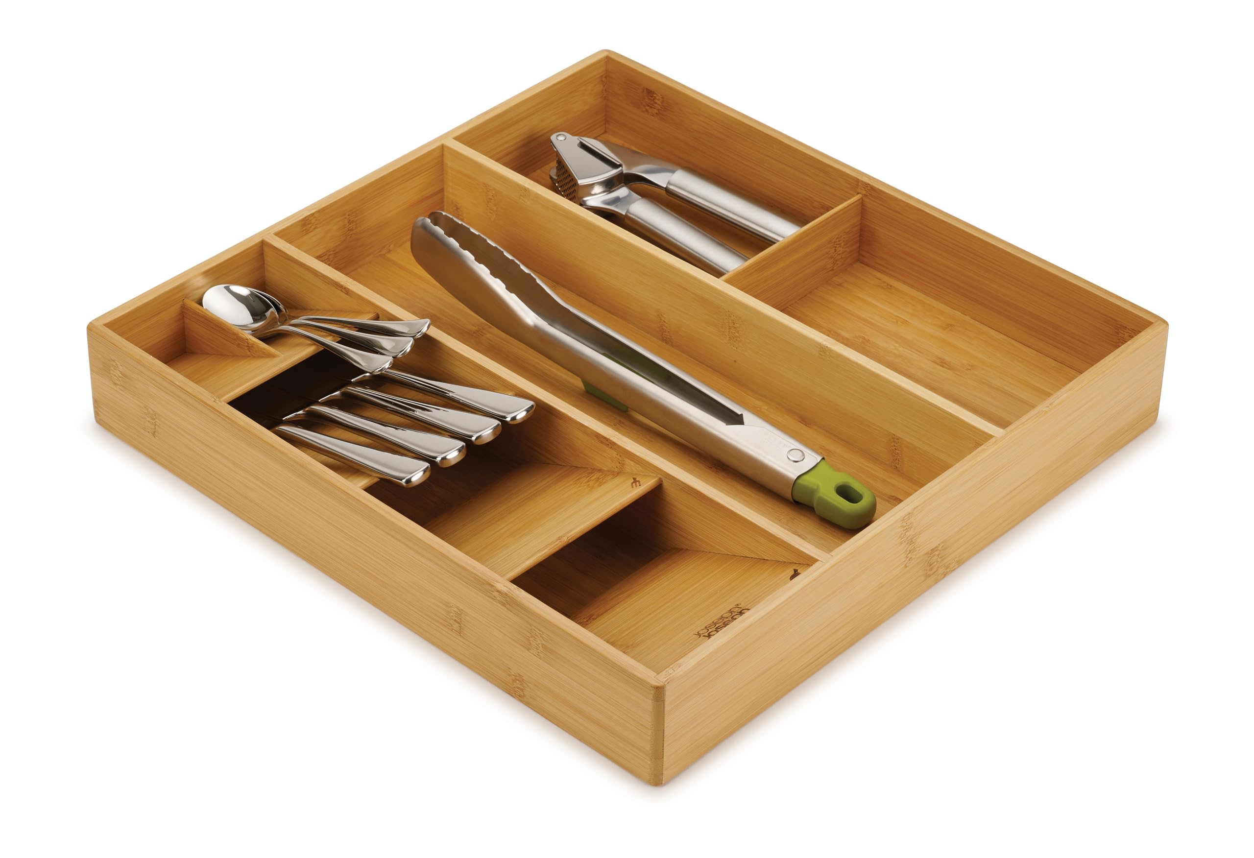Joseph Joseph DrawerStore Compact Utensil Organizer For Kitchen Drawer Silverware, Flatware Tray, Large, Bamboo