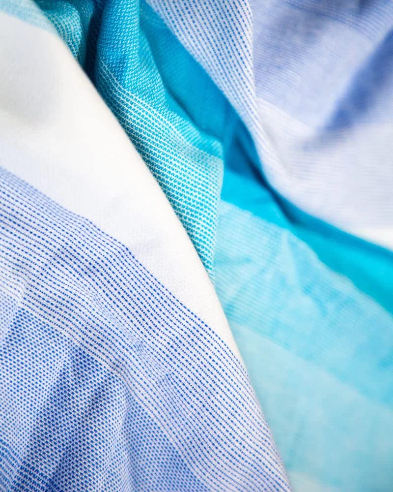 Teema Large Turkish Beach Towel - 100% Turkish Cotton - Sand Free - Fast Drying - Versatile And Multi-Use - The Layers (Blue)