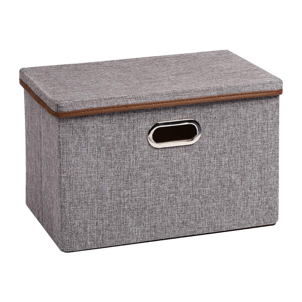 Uujoly Large Foldable Storage Bins With Lids, Cube Collapsible Nursery Storage Box For Bedroom, Wardrobe, Shelf, Office (Grey)