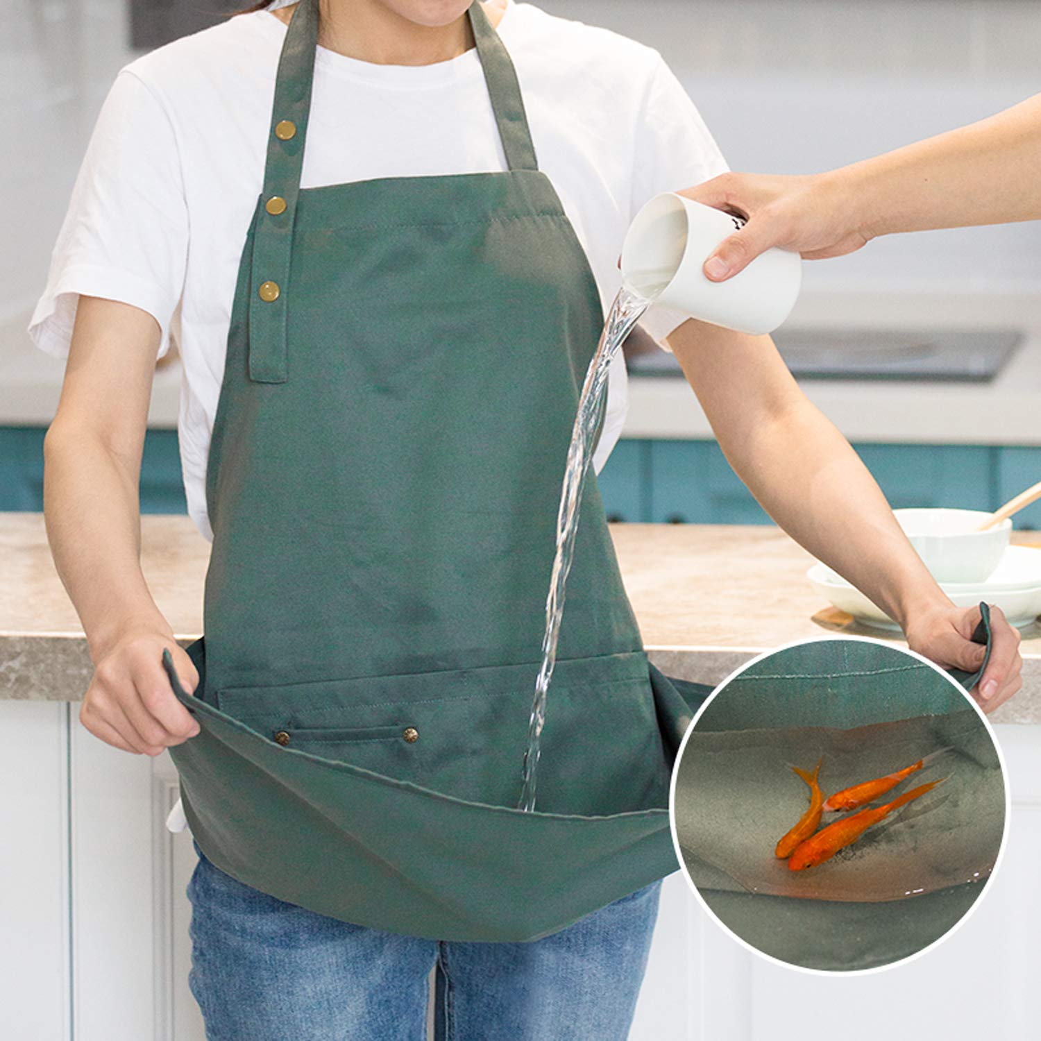 Mornite Art Aprons For Painting Pottery Ceramics, Artist Apron Smock Mens Women Teaching Cooking Waterproof Green