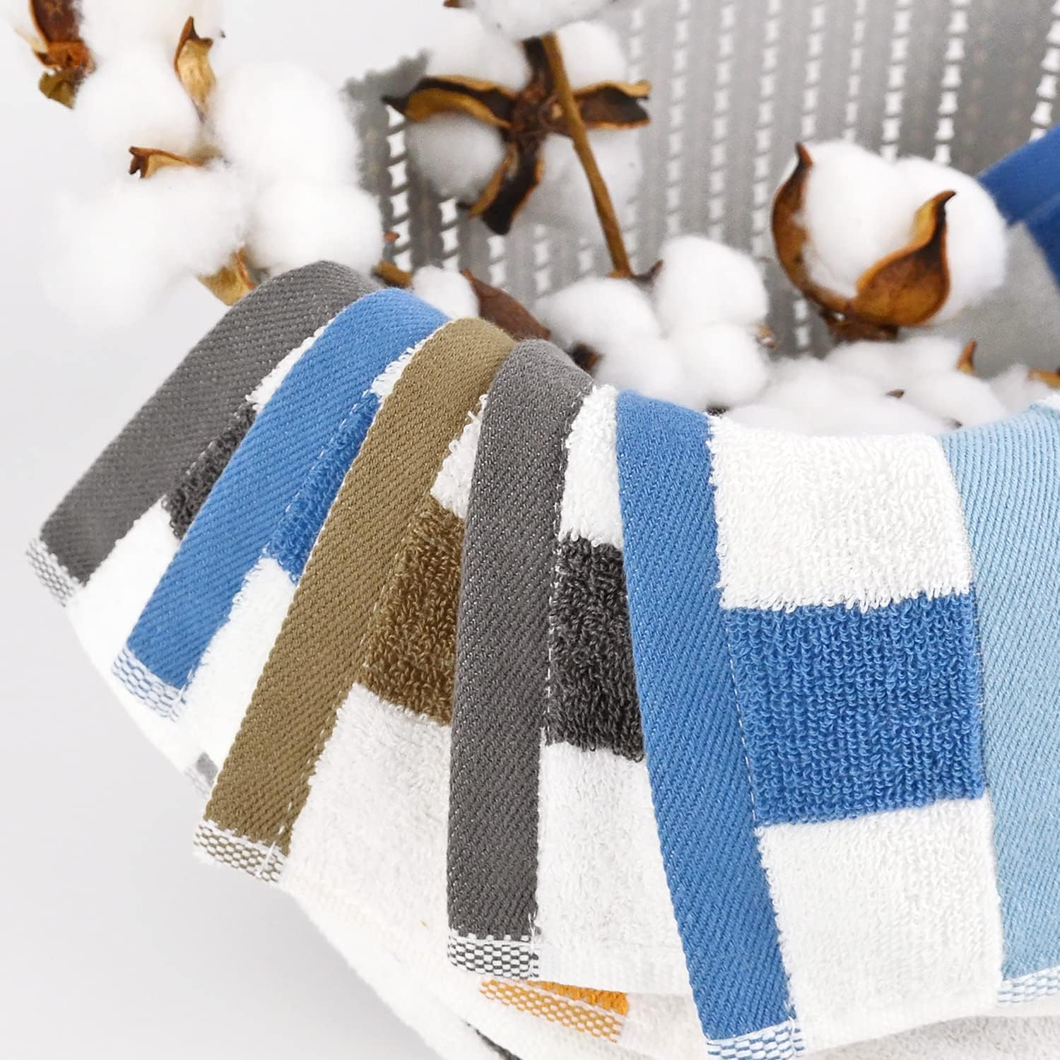 12 Pack Wash Cloths Beach Style 3 Colors  Cotton Washcloths Gentle for Men Women Kids  Durable Wash Rags Large Size 13 '' X 13 ''