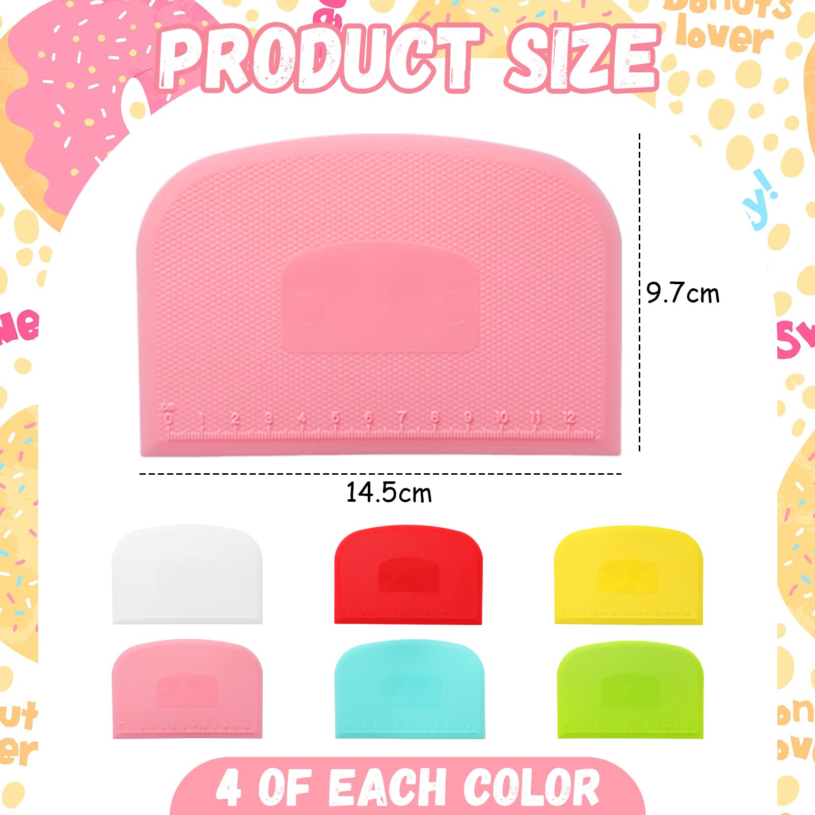 Uiifan 24 Pcs Plastic Bench Scraper With Scale Flexible Dough Scraper Multipurpose Bowl Scraper Cake Dough Cutter Pizza Dough Sp