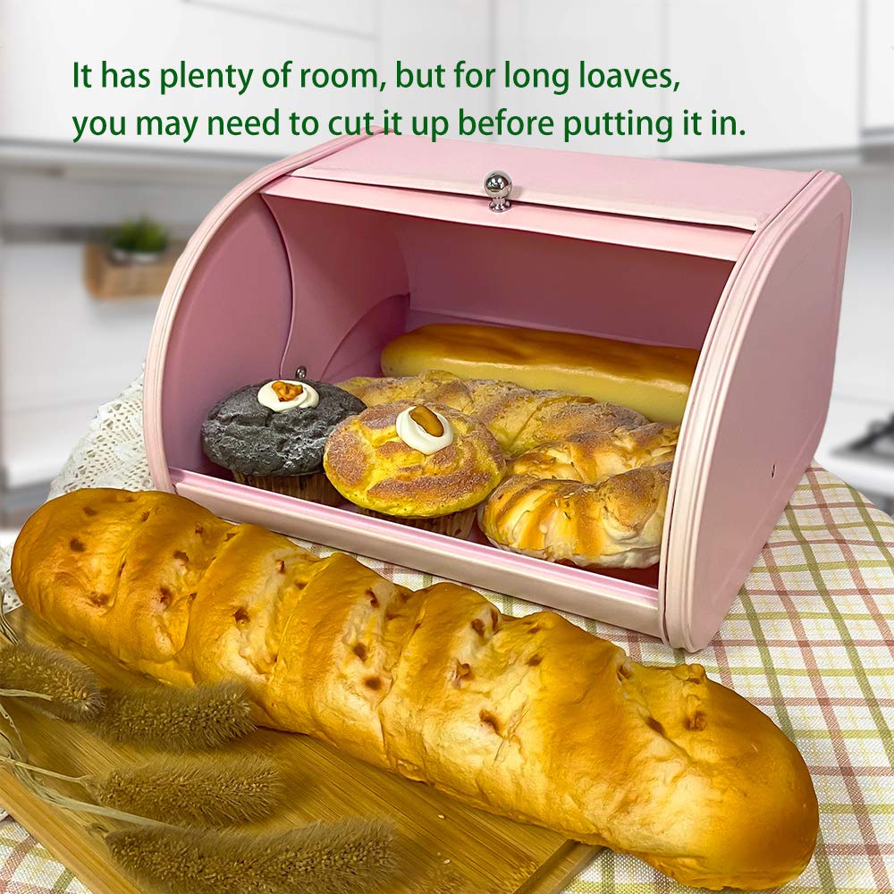 Bread Box For Kitchen Countertop, Stainless Steel Bread Container With Roll Top Lid, Space Saving, Stylish And Functional Bread