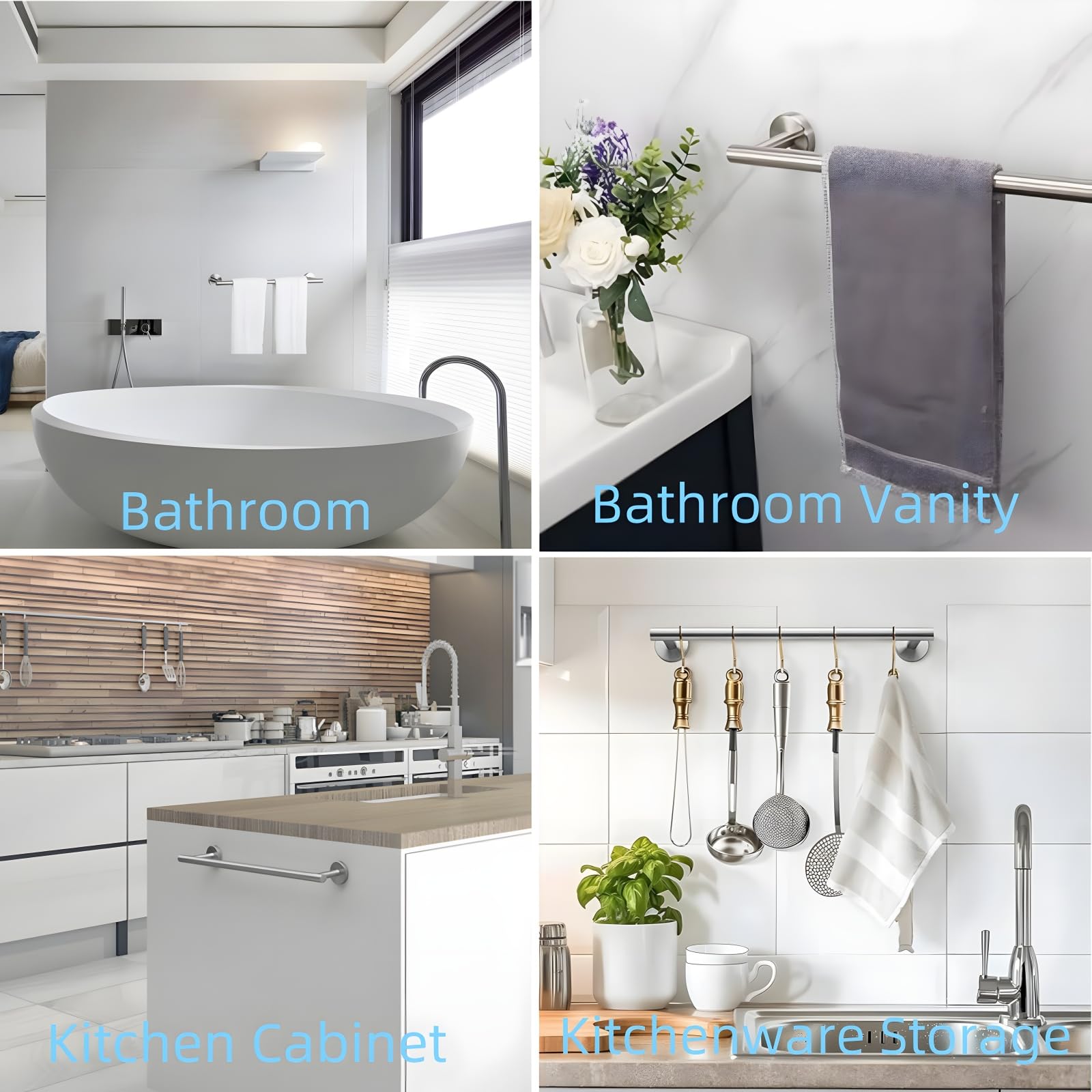 Mwxmm Brushed Nickel Towel Bar - 16 Inch 2 Pack Thicken Sus304 Stainless Steel Towel Rack For Bathroom, Bathroom Hardware Access