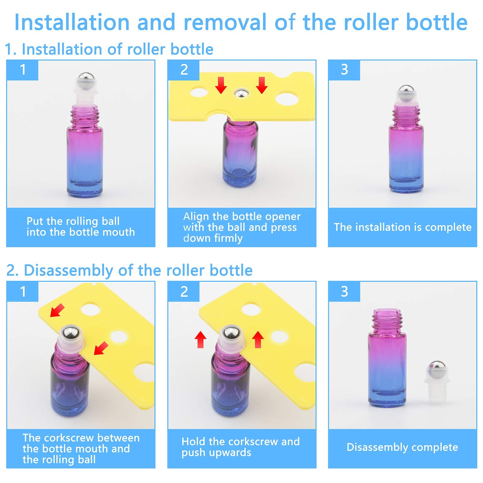 Ellbest 5Ml Rolling Glass Bottle For Essential Oil 17Pcs Roller Bottles With Stainless Steel Roller Balls&Funnels Reusable Bottl