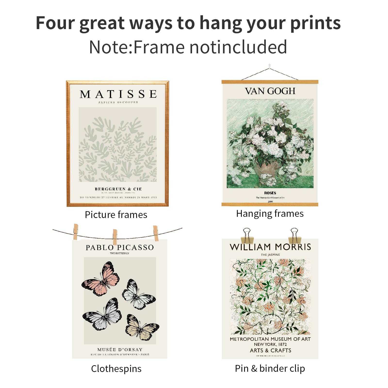 Qiaomics Sage Green Poster Master Wall Art Print,Matisse Wall Decor Aesthetic,Exhibition Posters Wall Art Flower Pictures For Be