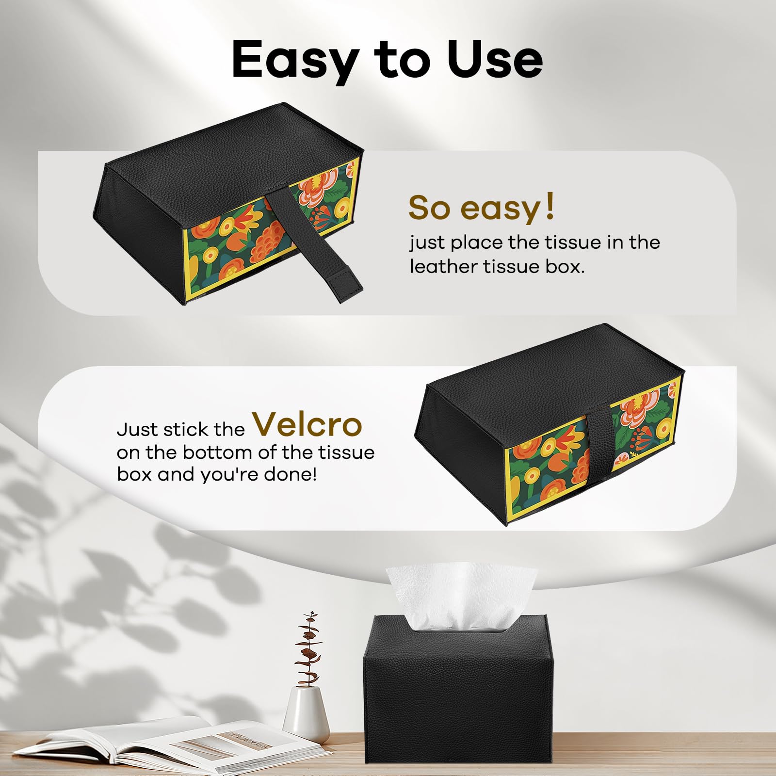 Tissue Box Cover Holder Compatible With Kleenex Disposable Paper Hand Towels, Leather Paper Towel Dispenser For Tabletop, Bathro