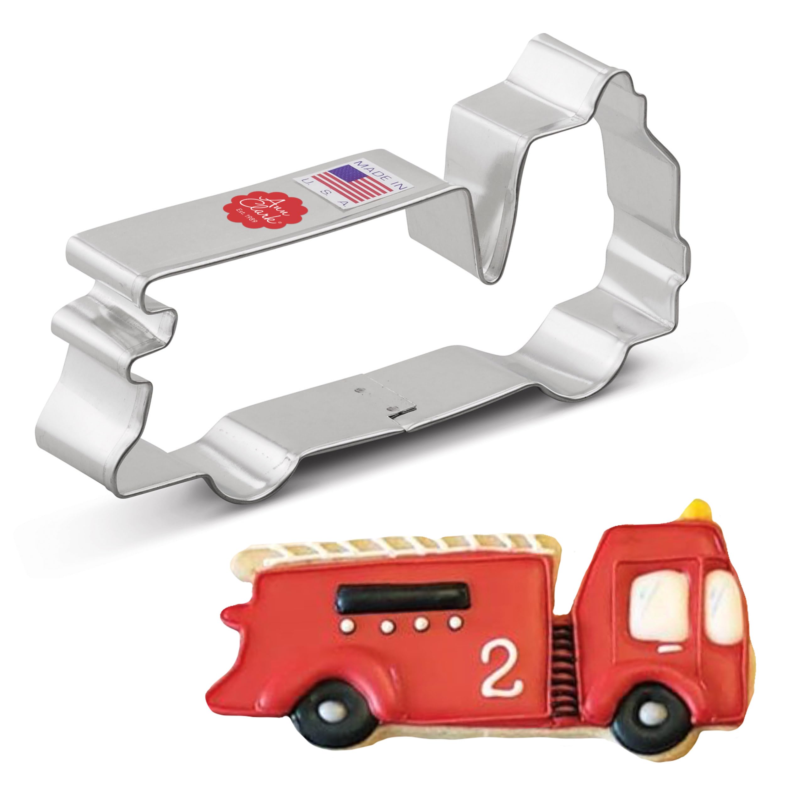 Firetruck Cookie Cutter 5'' Made In Usa By Ann Clark