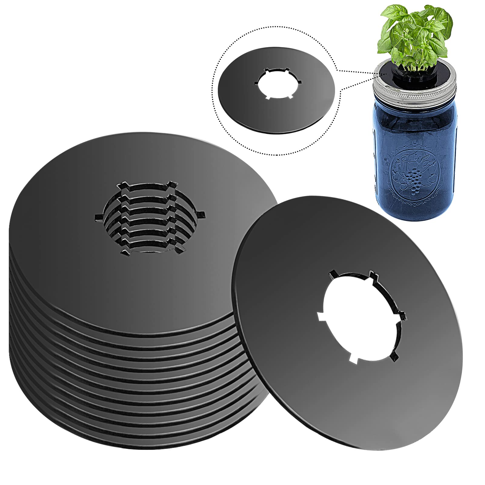 12Pcs Kratky Lids Wide Mouth Hydroponic Cover Lids Kratky Mason Jar Lids Kratky Lid Insert Kratky Jar Cover Hydroponic Lids Krat