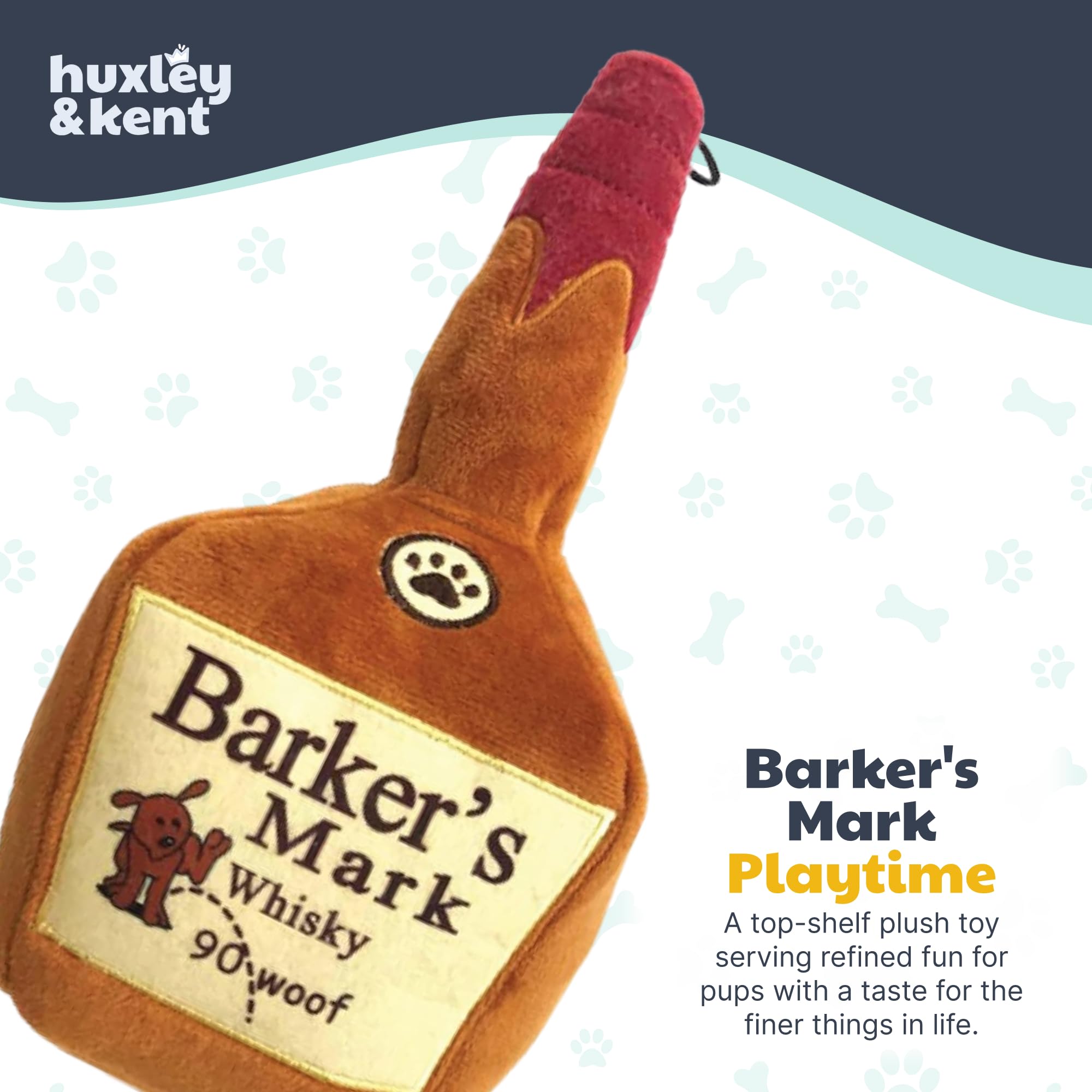 Hk For Dogs Power Plush  Barkers Mark (Large)  Funny Dog Toy  Dog Toy With Squeaker  Dog Gift  Fun, Durable, And Safe  Squeaky D
