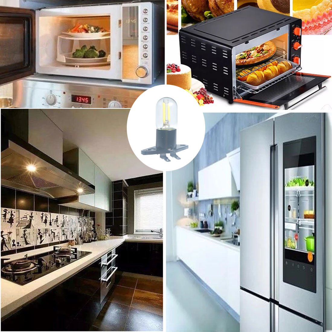 Qlee Led Filament Light 1.5W Z187 Microwave Bulb 125V 20W Equivalent Incandescent Lamps For Galanz Refrigerator Microwave Oven E