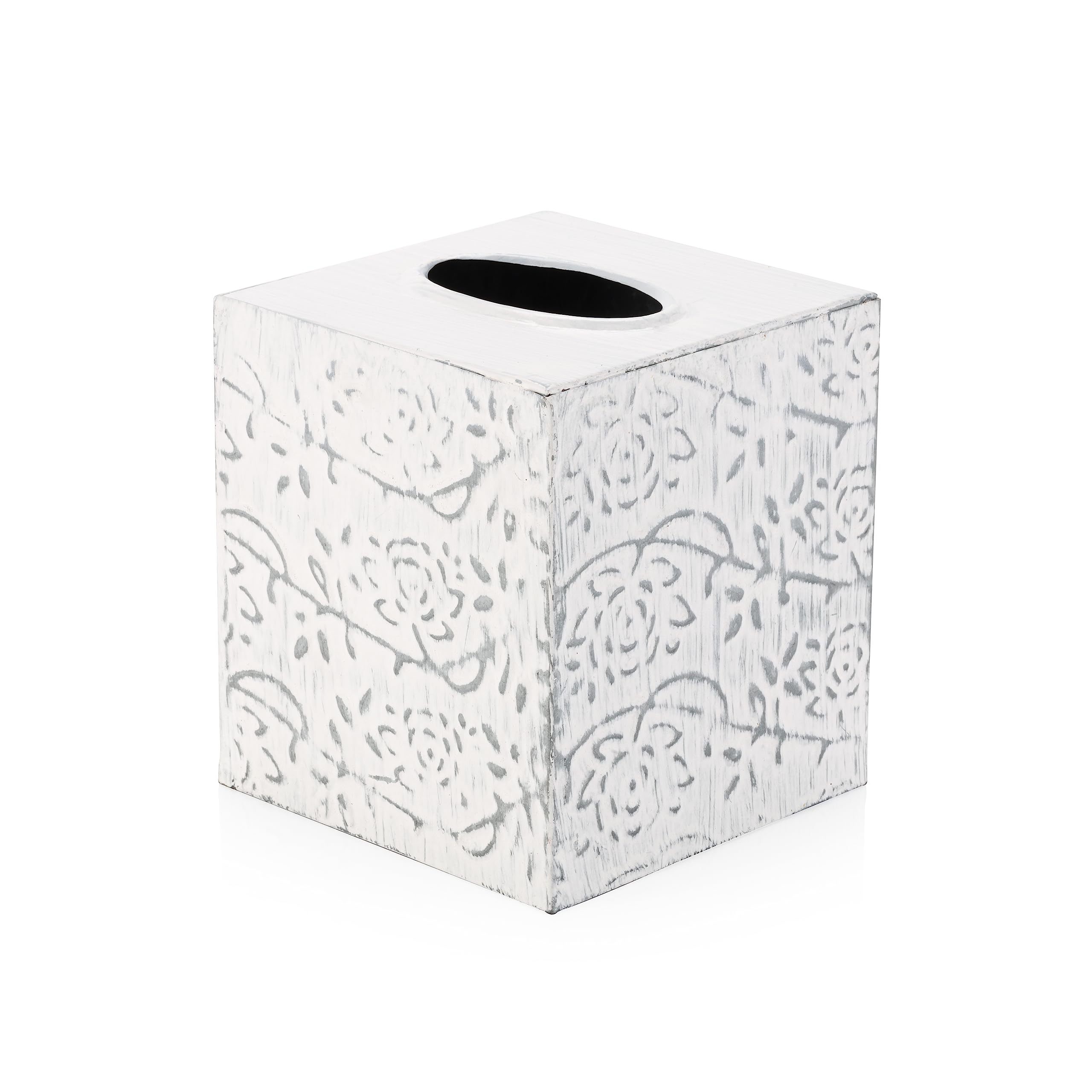 Modern Farmhouse Tissue Box Cover, Decorative Tissue Box Holder, Square Tissue Box Cover, Country Chic Distressed White Tissue B