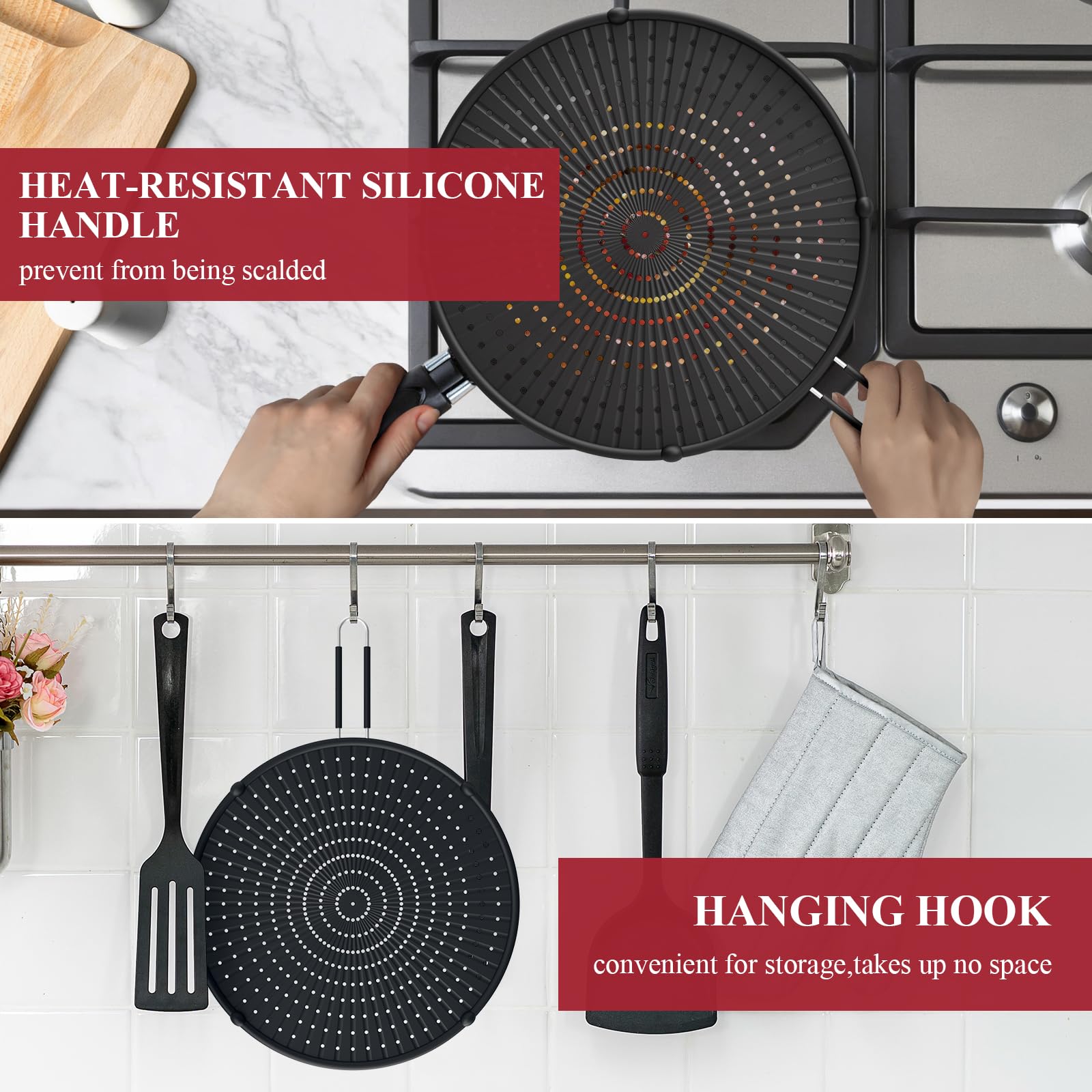 Inyou Silicone Splatter Screen For Frying Pan Suitable For 13 Pans, Multi-Use Grease Splatter Guard Heat Resistant To Hot Oil Fo