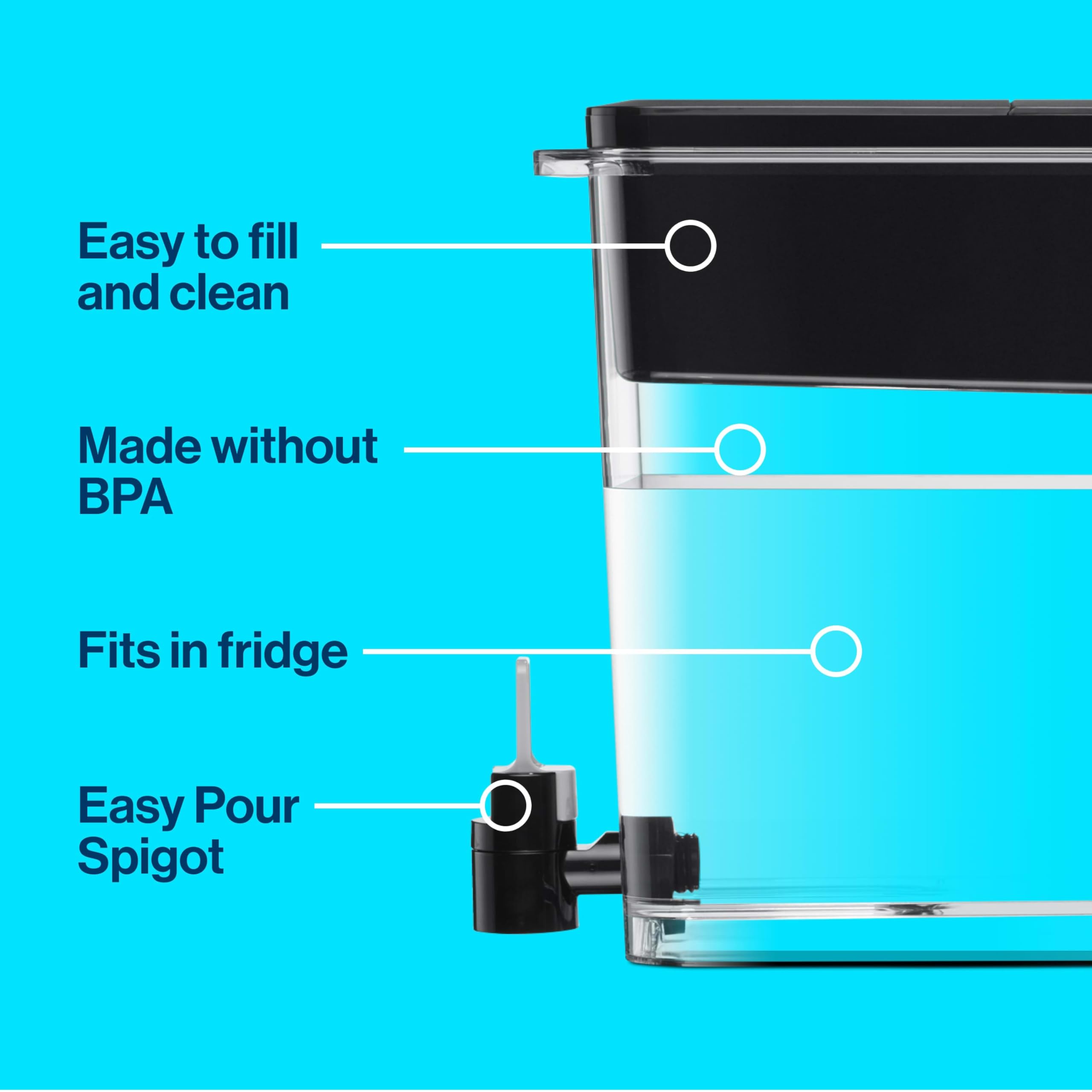 Brita Extra Large 27 Cup Filtered Water Dispenser With 1 Standard Filter, Bpa Free - Ultramax, Black