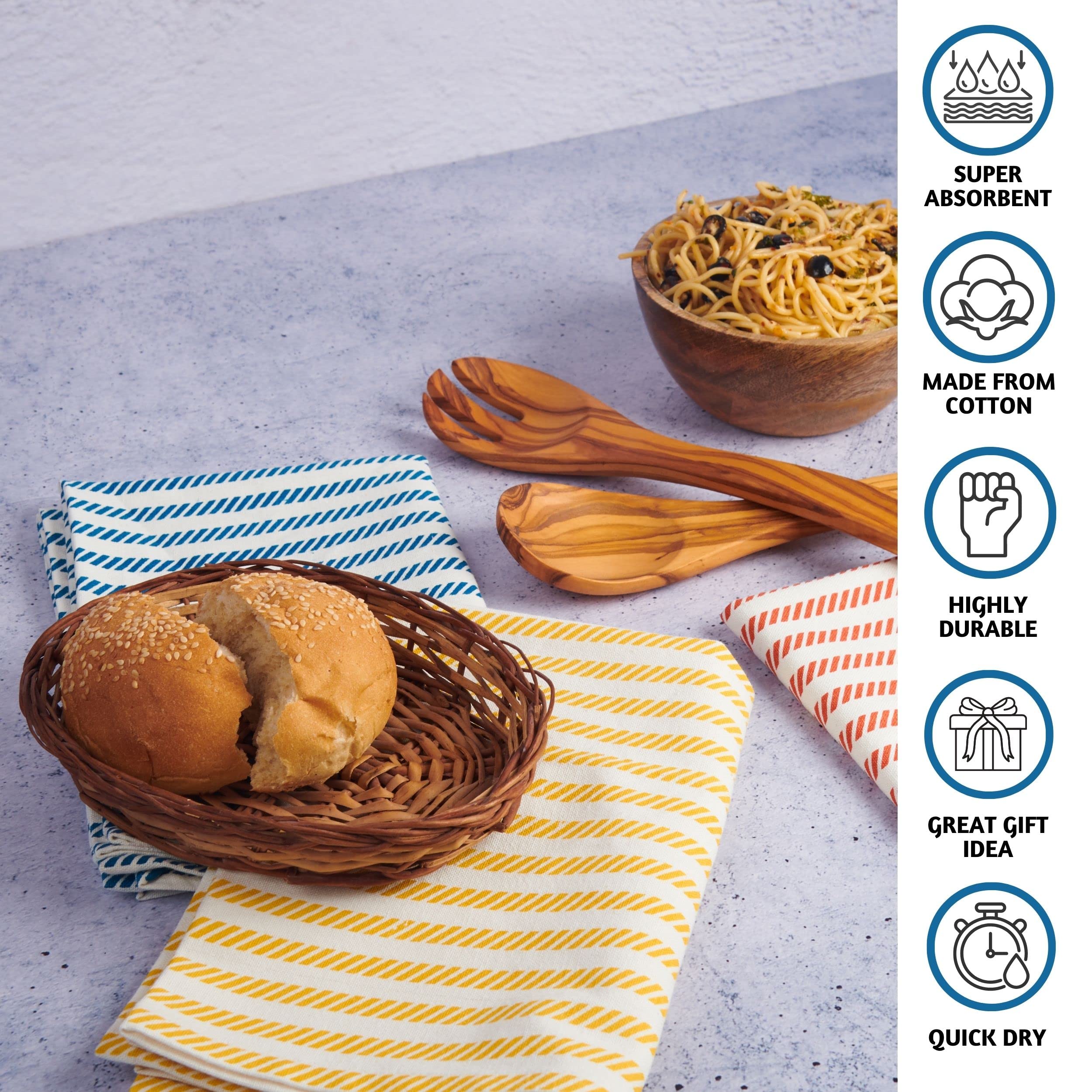 Folkulture Christmas Kitchen Towels And Dishcloths Set With Hanging Loop, Set Of 3 Flour Sack Dish Towels And Dish Cloths For Dr