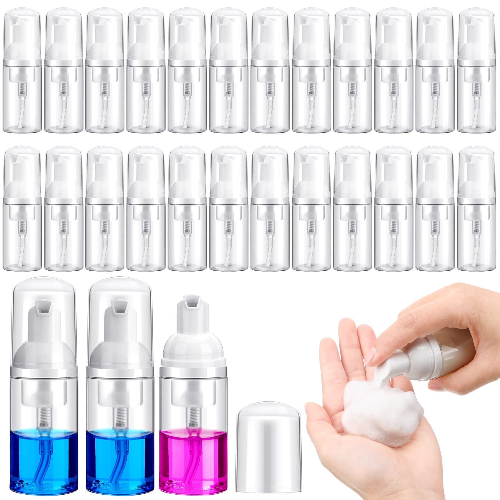 24 Pcs Foam Pump Bottles 1 Oz/ 30 Ml Travel Soap Bottle Plastic Mini Empty Dispenser Foaming Bottles For Refillable Hand Sanitiz