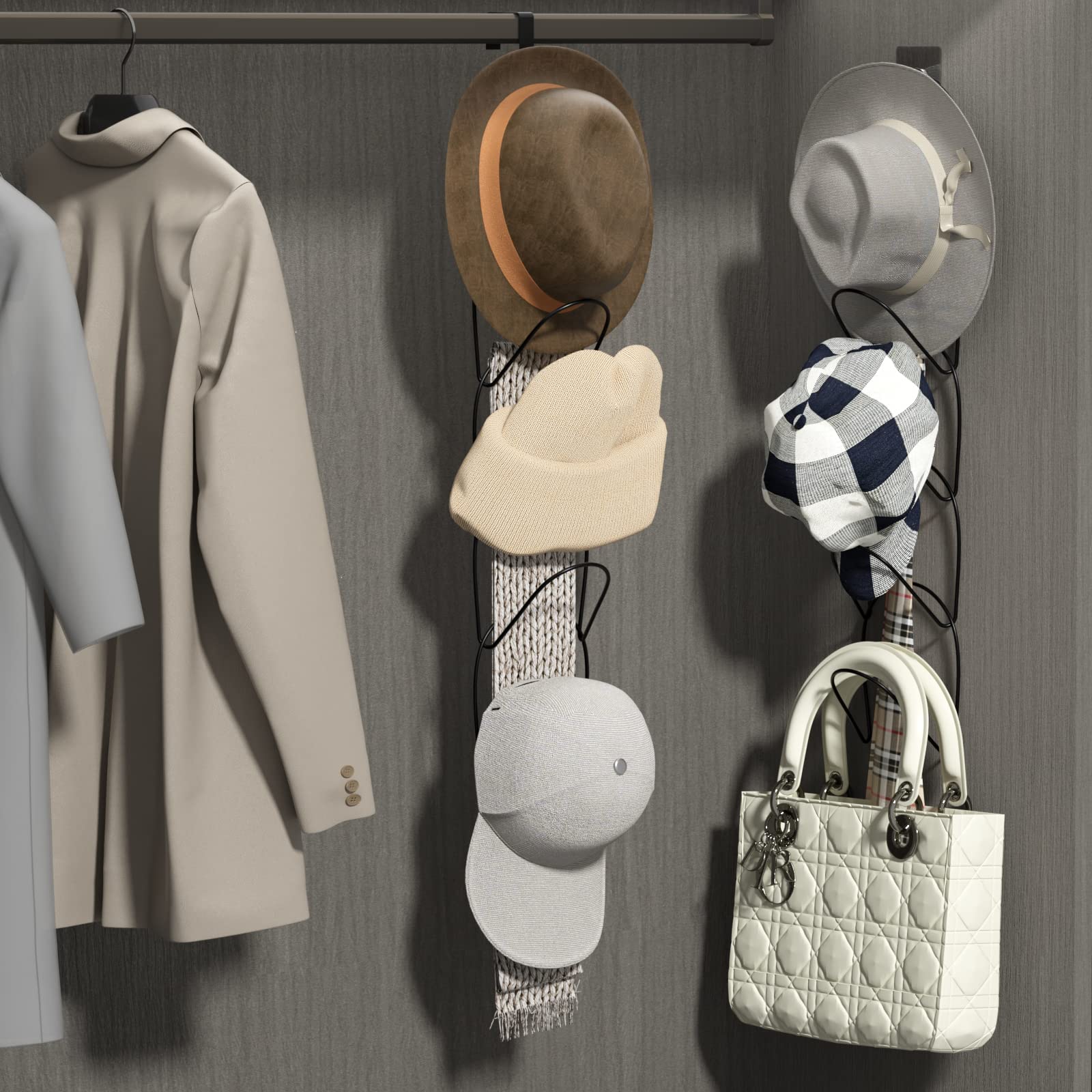 Hikinlichi 15 Pack Hat Racks Baseball Cap Holders Hangers Organizers Closet Hanging Display Storage Rack For Scarves Handbags To