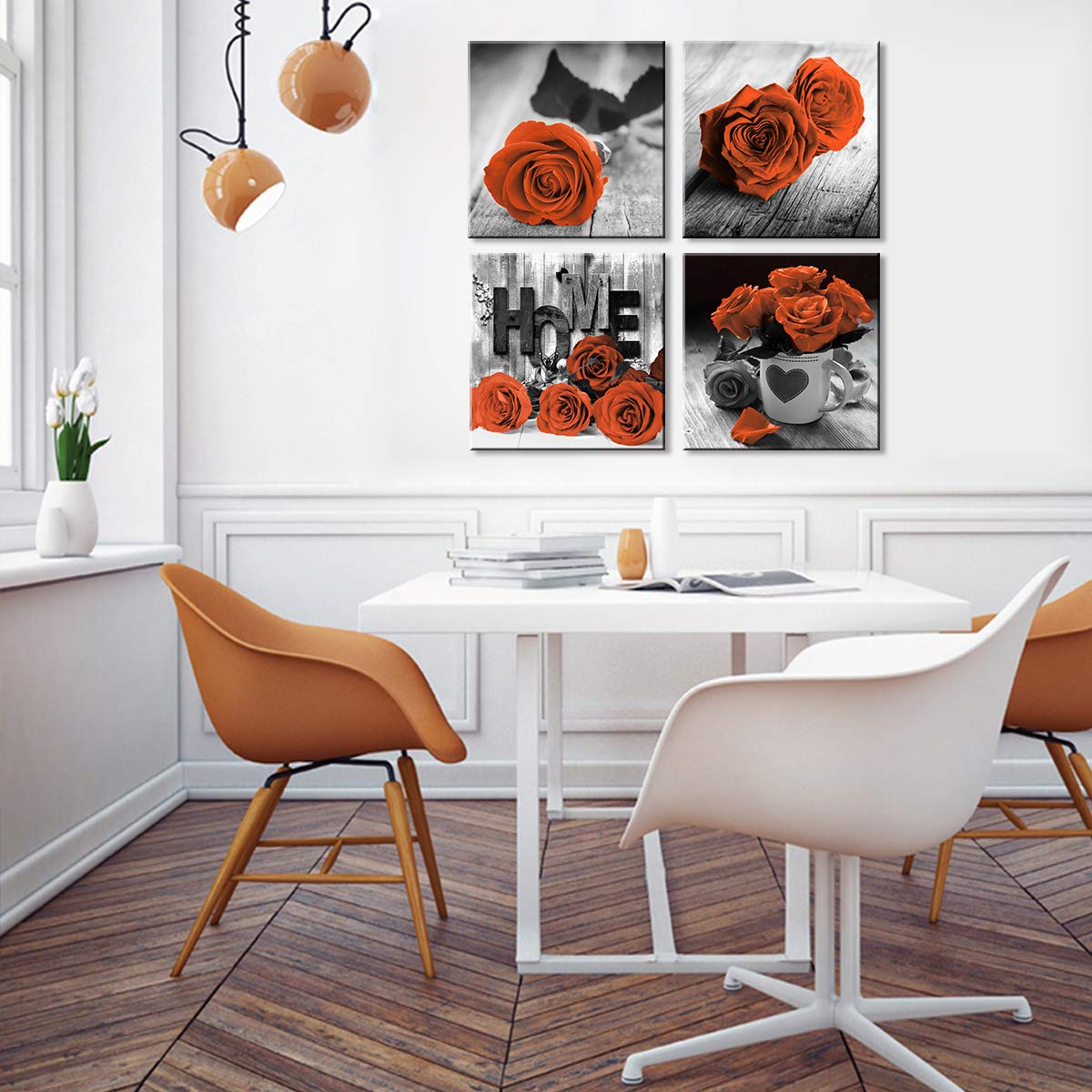 Orange Wall Decor For Living Room Grey Burnt Orange Rose Canvas Wall Art Bedroom Couples Bathroom Pictures Modern Home Decor Bla