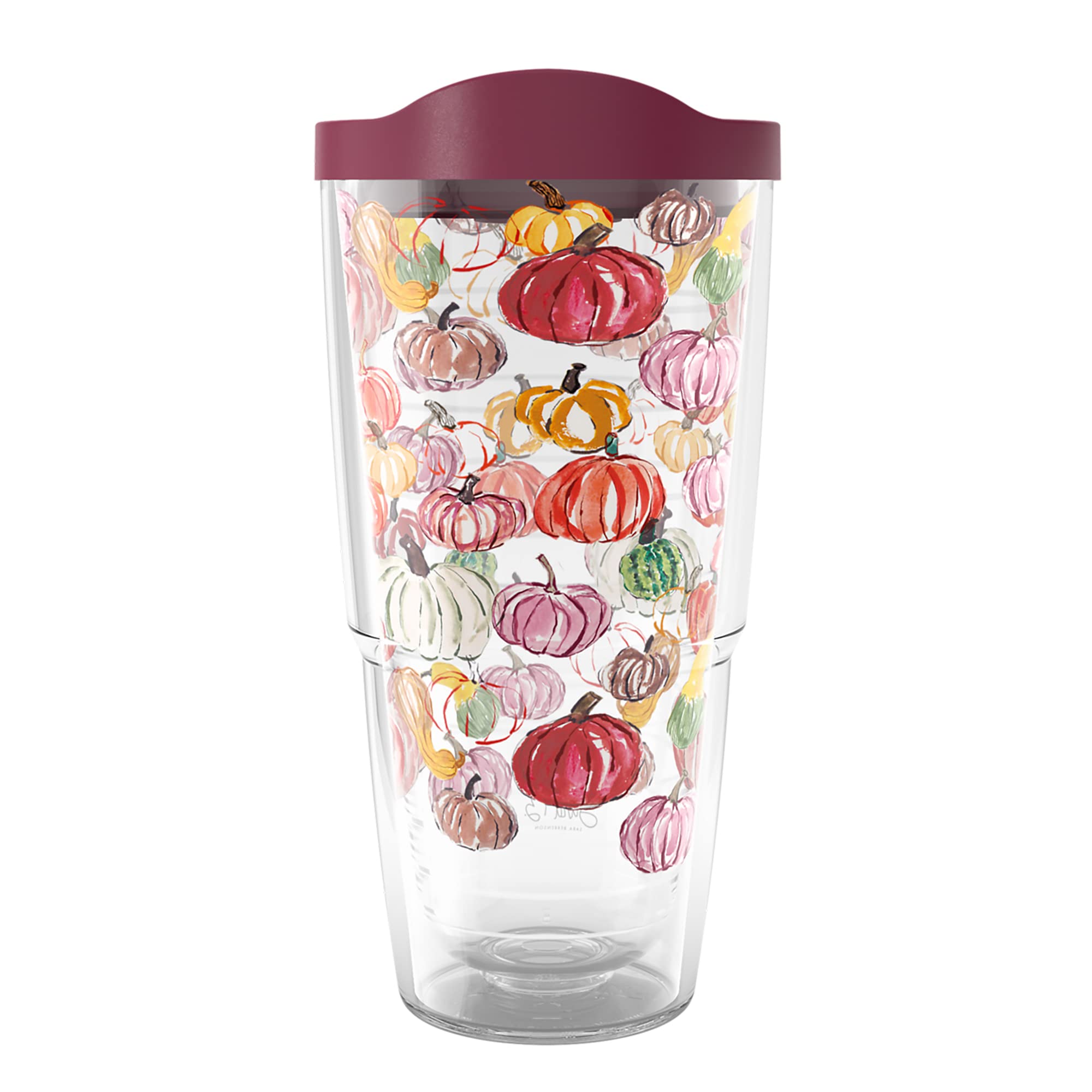 Tervis Sara Berrenson Fall Pumpkin Pattern Made in USA Double Walled Insulated Tumbler Cup Keeps Drinks Cold & Hot, 24oz, Classi