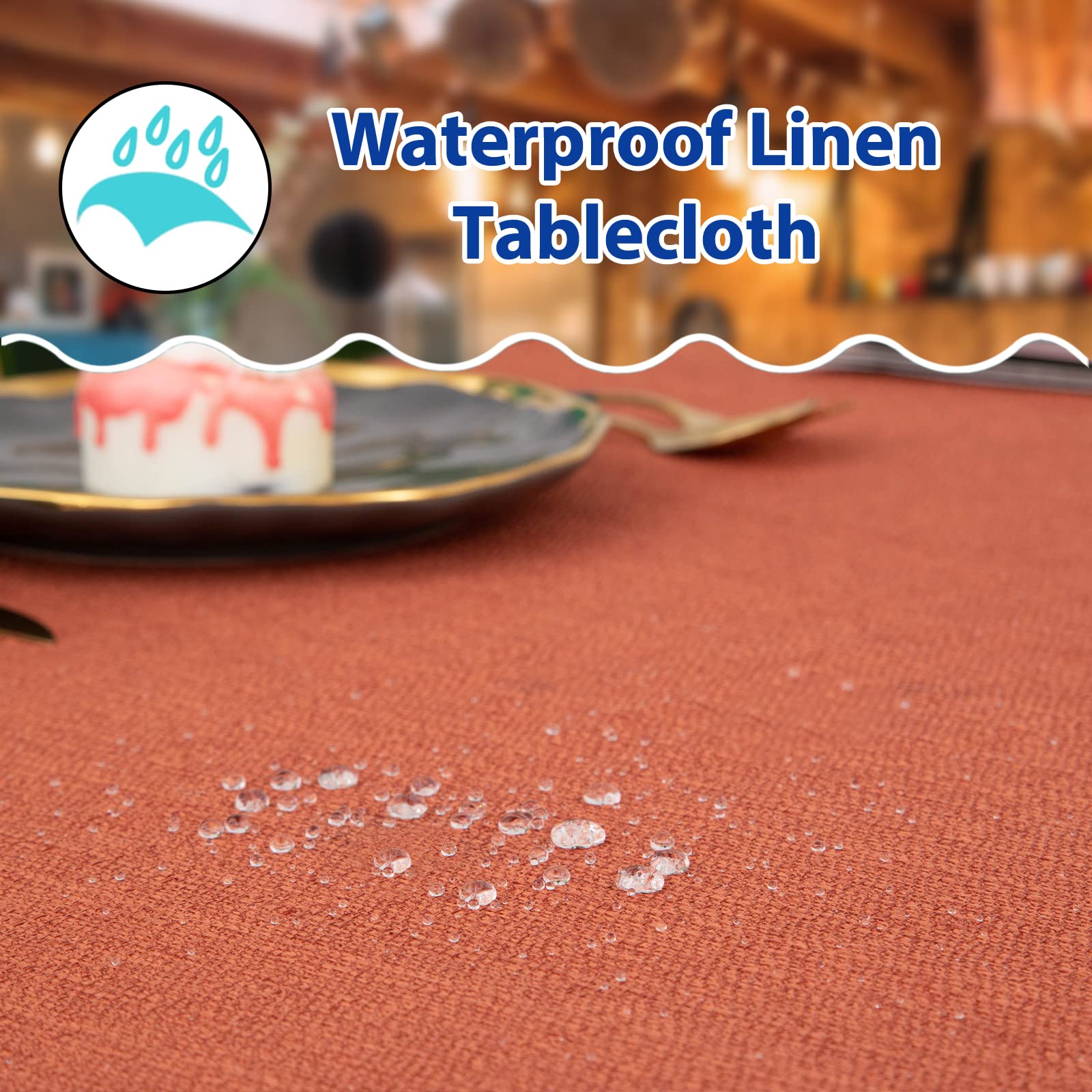 Sanlehause Table Cloth Dark Orange 57 X 57 Inch Linen Tablecloth Lotus Effect Tablecloths Anti-Shrink Soft And Wrinkle Resistant