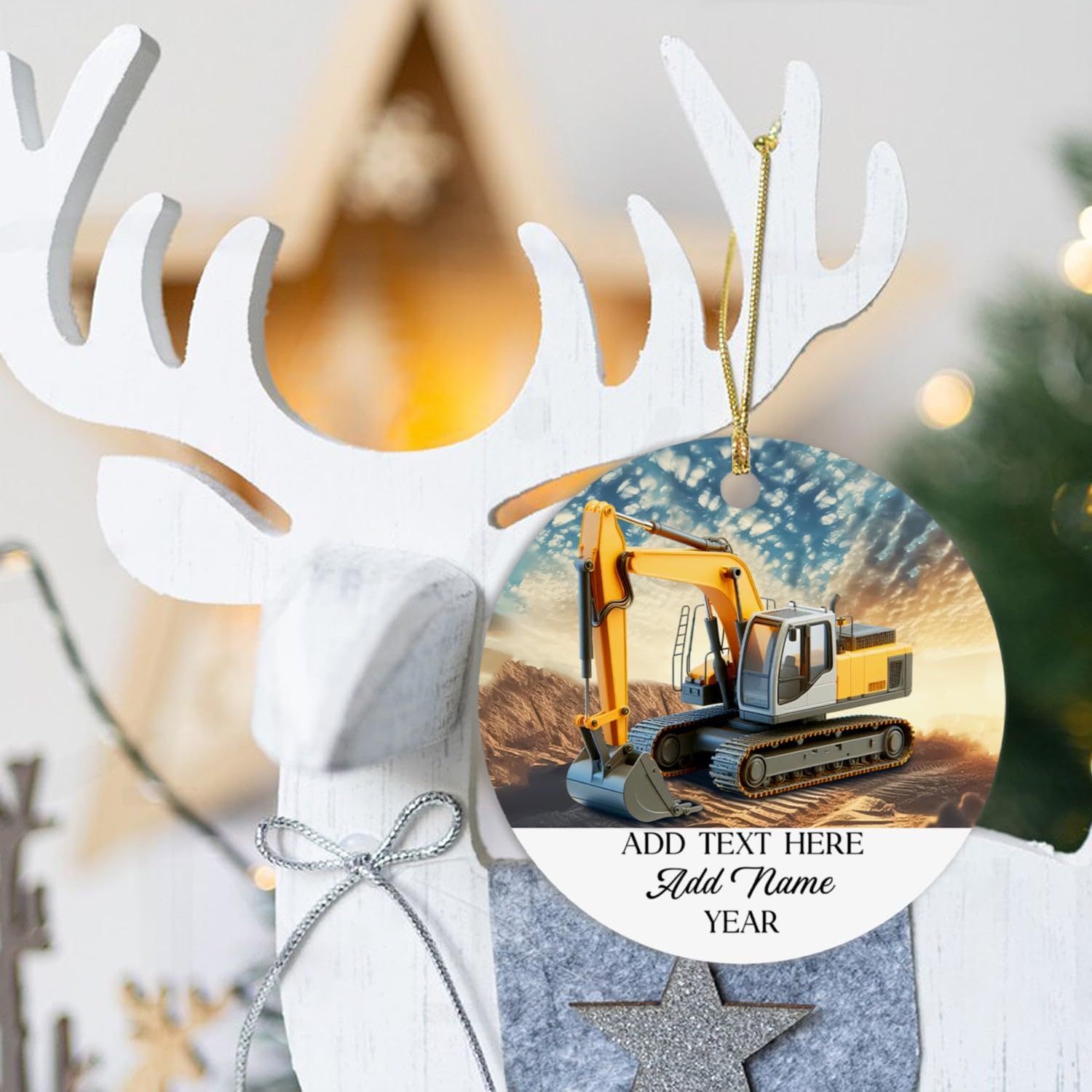 Excavator Ornament for Xmas, Personalized Excavator Truck Christmas 2025 Ornaments, Excavator Driver Gift for Construction Worke