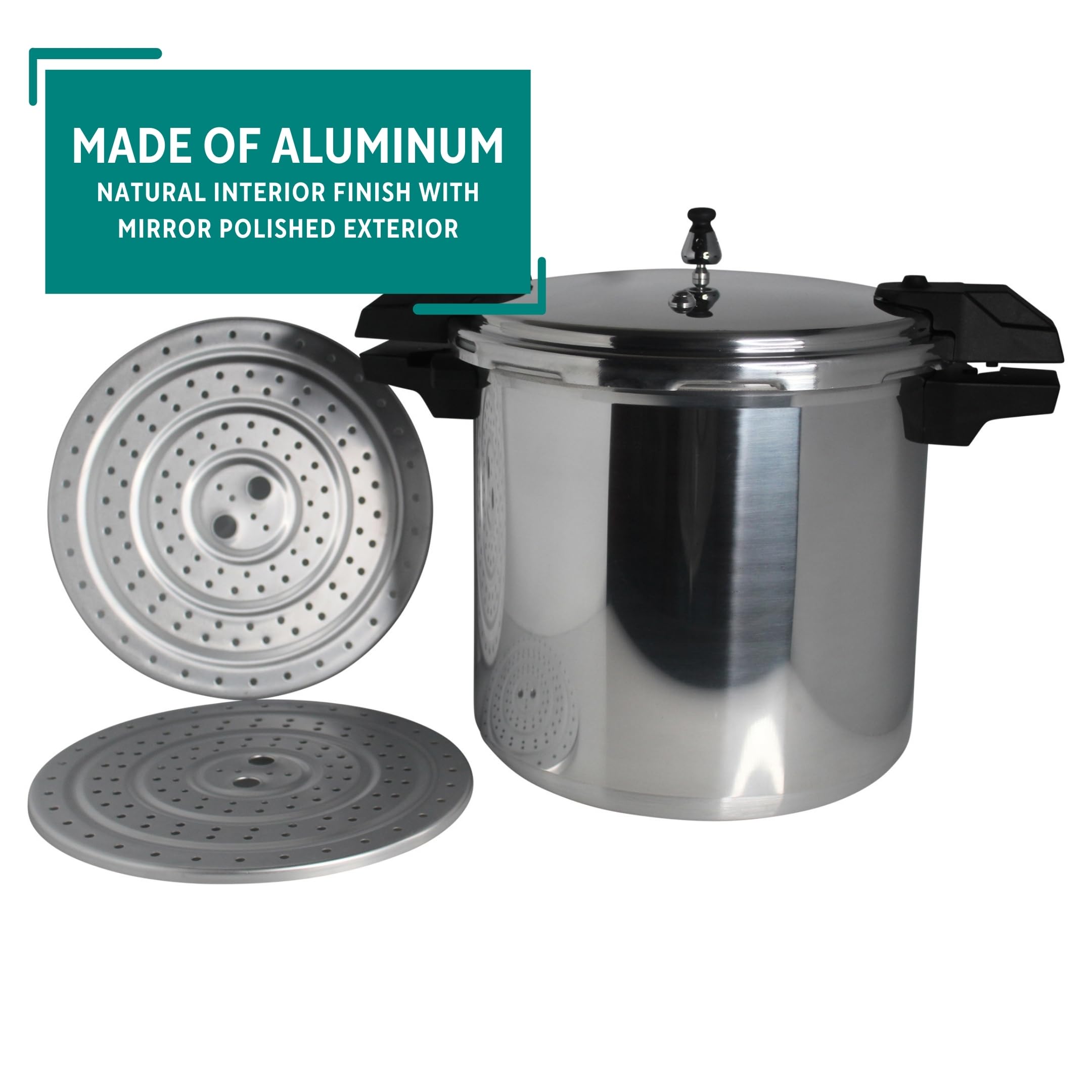 Mirro - 7114000221 Mirro 92122A Polished Aluminum 5  10  15-PSI Pressure cooker  canner cookware, 22-Quart, Silver