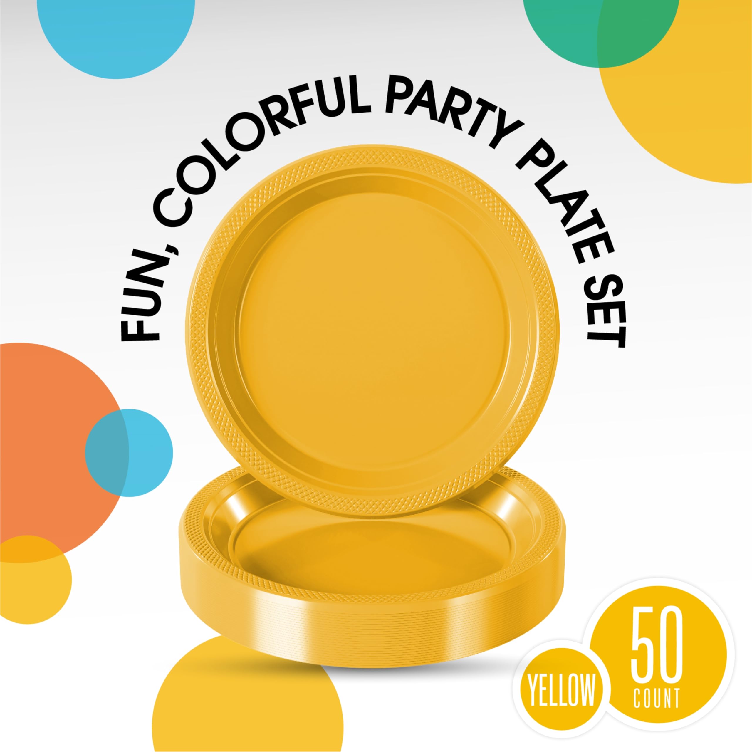 Exquisite Yellow Plastic Plates For Party 10 Yellow Disposable Plates For Party Supplies 50 Pcs Disposable Dinner Plate Heavy
