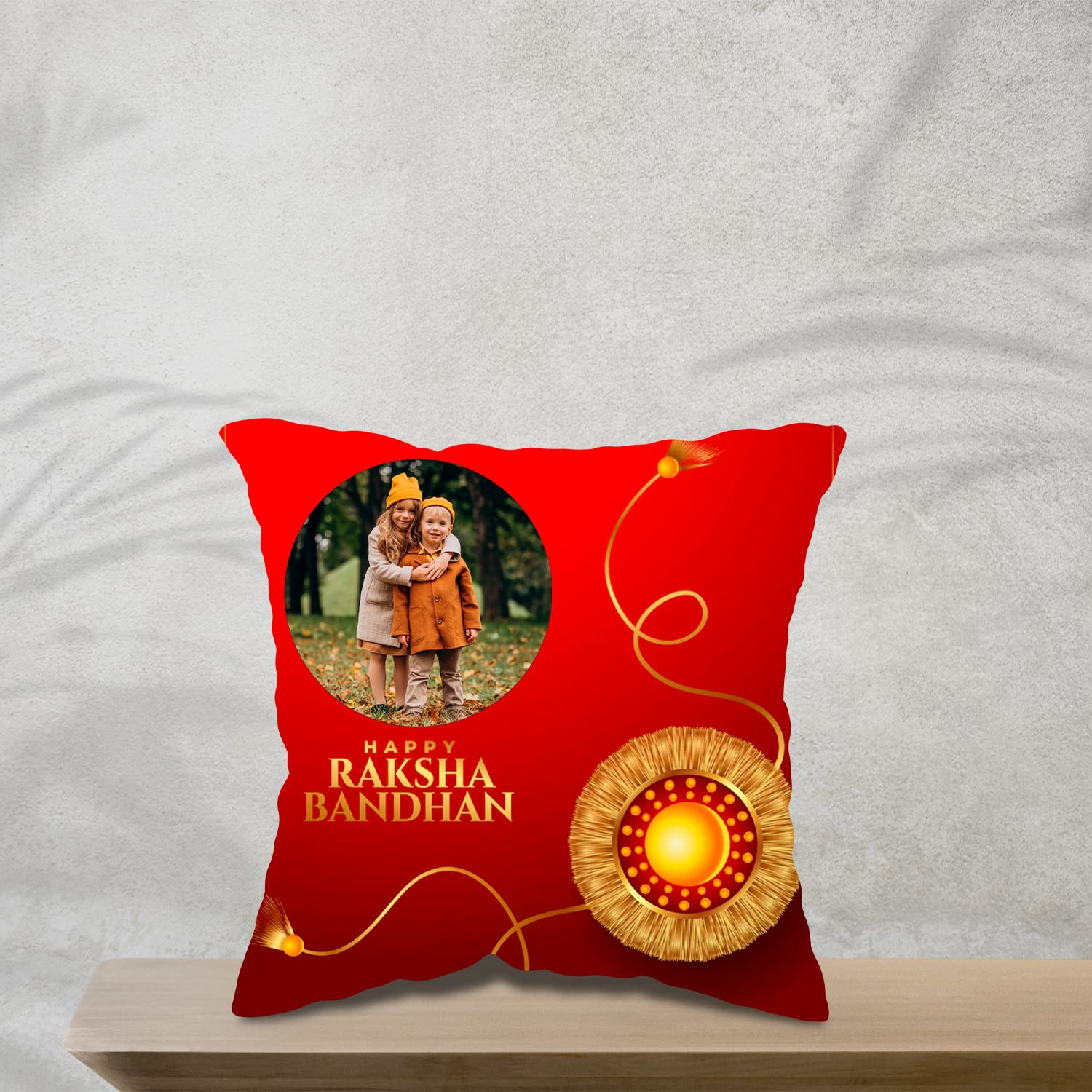 GiftoKing Customized Cushion for Rakhi Gift, Best Gift for Rakshabandhan, Multicolour (Pattern1, 12x12 Inch)