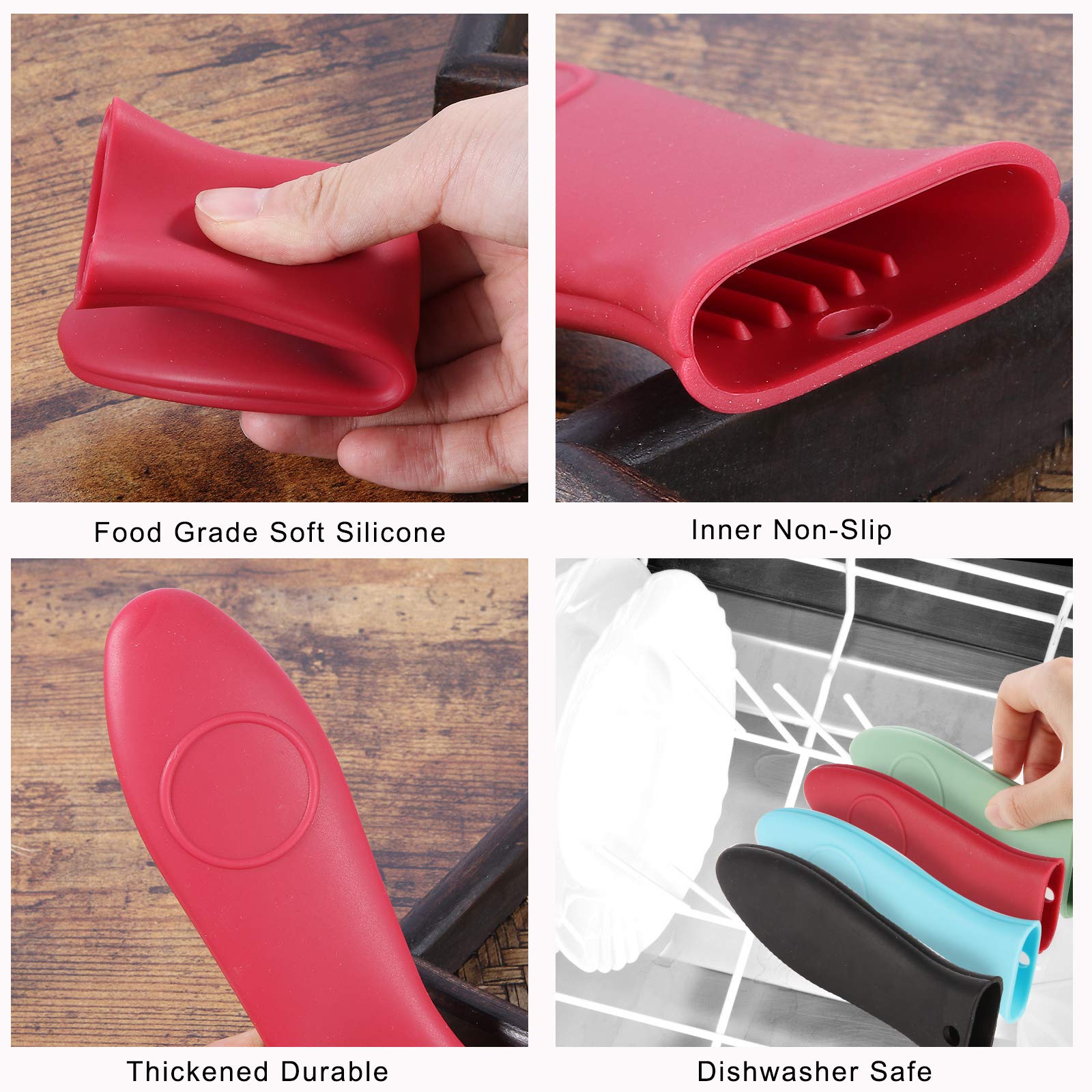 Silicone Hot Handle Holder, Potholder For Cast Iron Skillets, Rubber Pot Handle Sleeve Heat Resistant For Frying Pans & Griddles