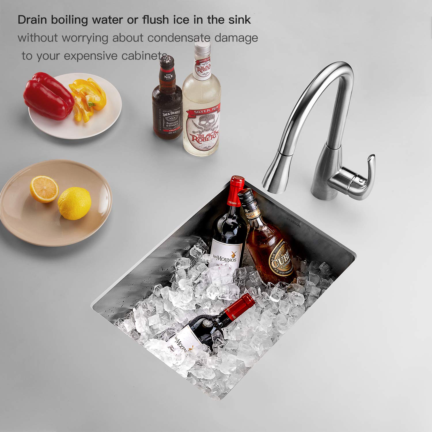Bar Sink  TORVA 15 x 17 Inch Undermount Kitchen Sink  16 Gauge Stainless Steel Wet Bar or Prep Sinks Single Bowl  Fits 18'' Cabinet