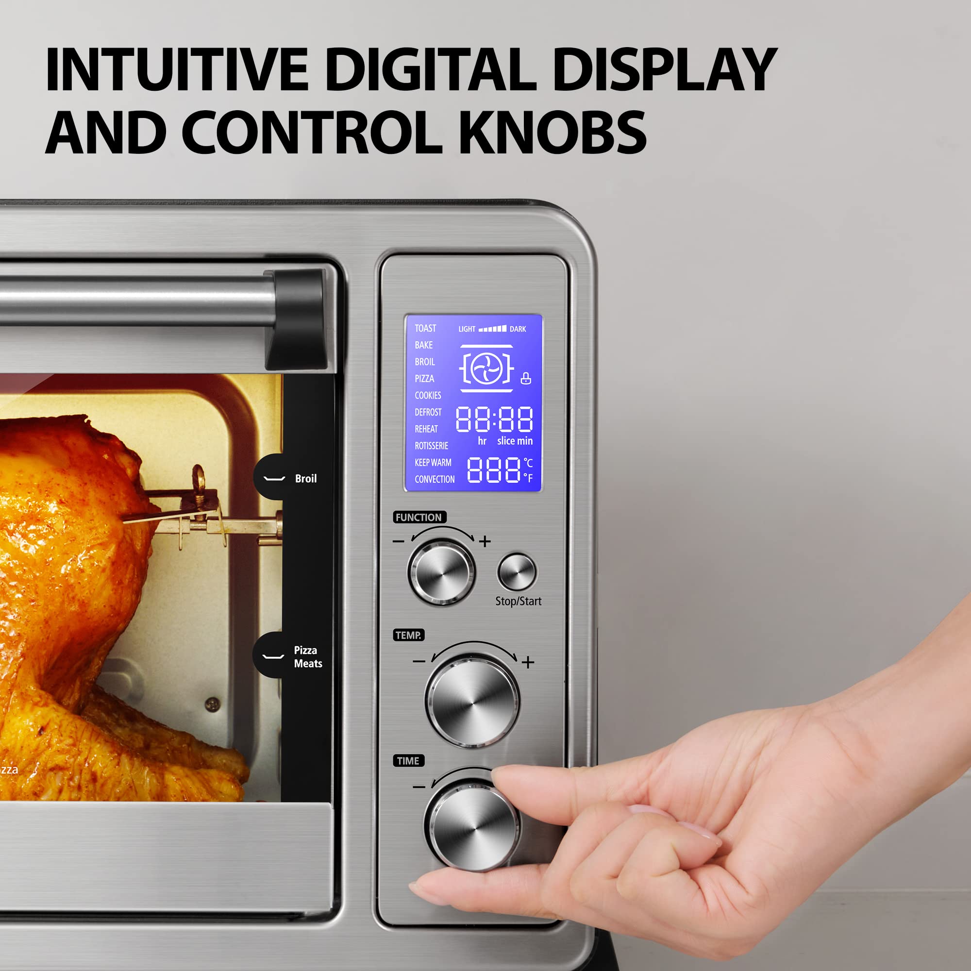 TOSHIBA AC25CEW-SS 6-Slice Convection Toaster Oven, 1500W, Stainless Steel, 10-in-1 with Accessories, 25L Capacity