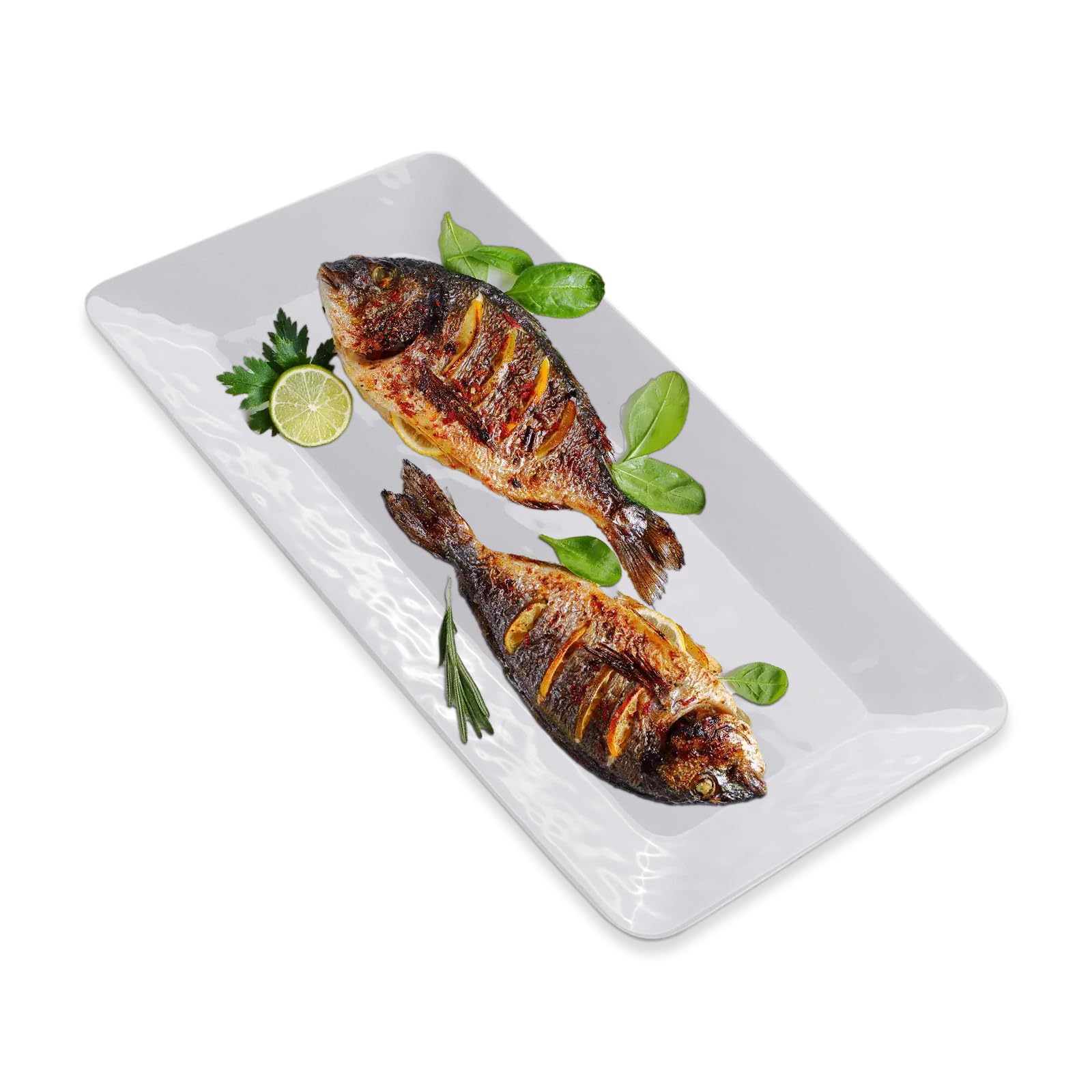 Yalin Rectangle Large Serving Platter, 17 Inch Melamine Serving Tray, Great For Restaurant, Steak, Salad And Everyday, Set Of 2