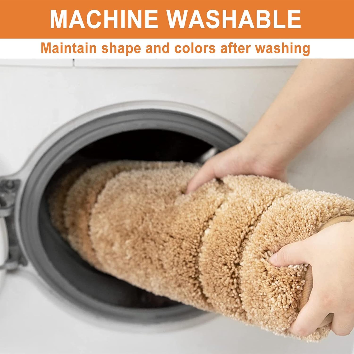 Beqhause Bathroom-Rug-Non-Slip-Bath-Mat-Soft And Absorbent Shower Mat Polyester Microfiber Machine Washable Bathroom Rugs Beige