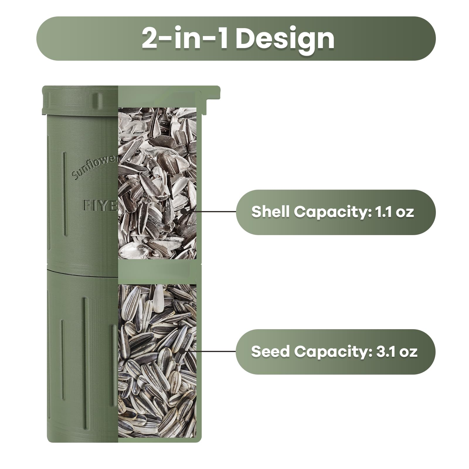 FIYEMNI Sunflower Seed Spit Cup, with Seed Storage & Shell Disposal. 3D Printed Portable Pistachios Snack Nut Bowl Cup for in-Ca