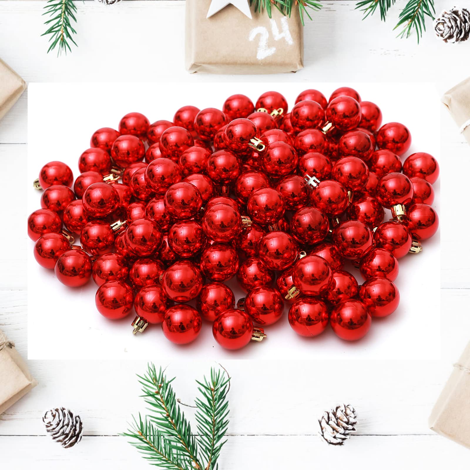 TKYGU Christmas Ball Ornaments Red 144 pcs/1.18 inches Christmas Tree Balls, Used for Christmas Holidays, Wedding Party Decorati
