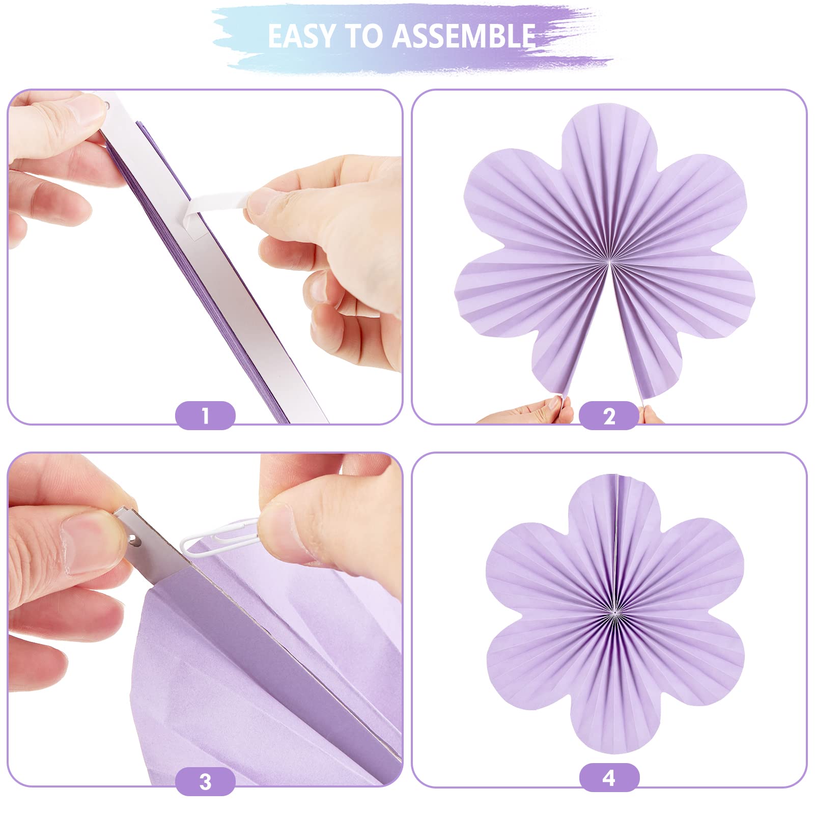 Sunbeauty 9 Pcs Flower Party Decorations Paper Fans Classroom Decoration Paper Floral Backdrop Decor Paper Fans Decoration Hangi