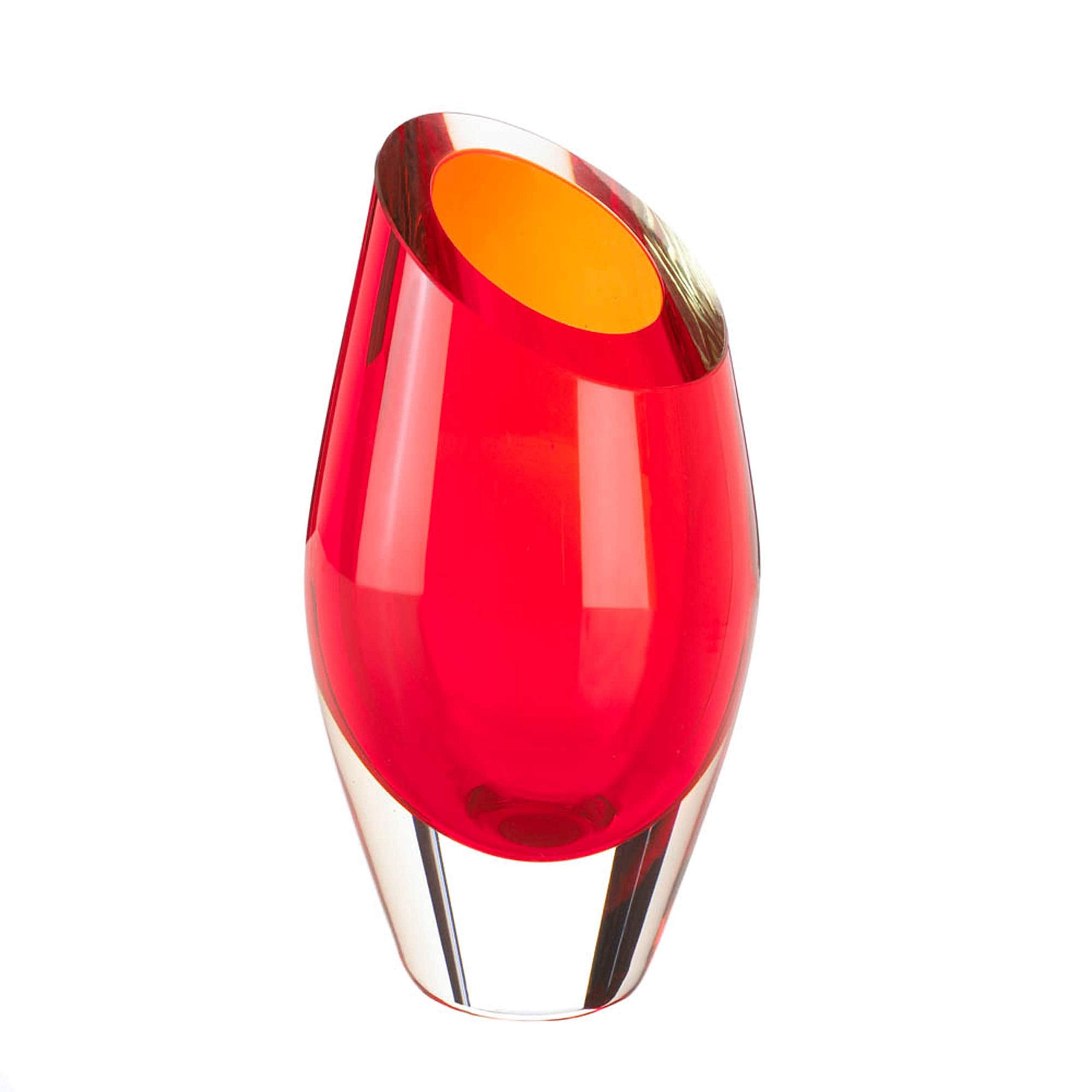 Accent Plus Red Cut Glass Vase 5x5x9.5