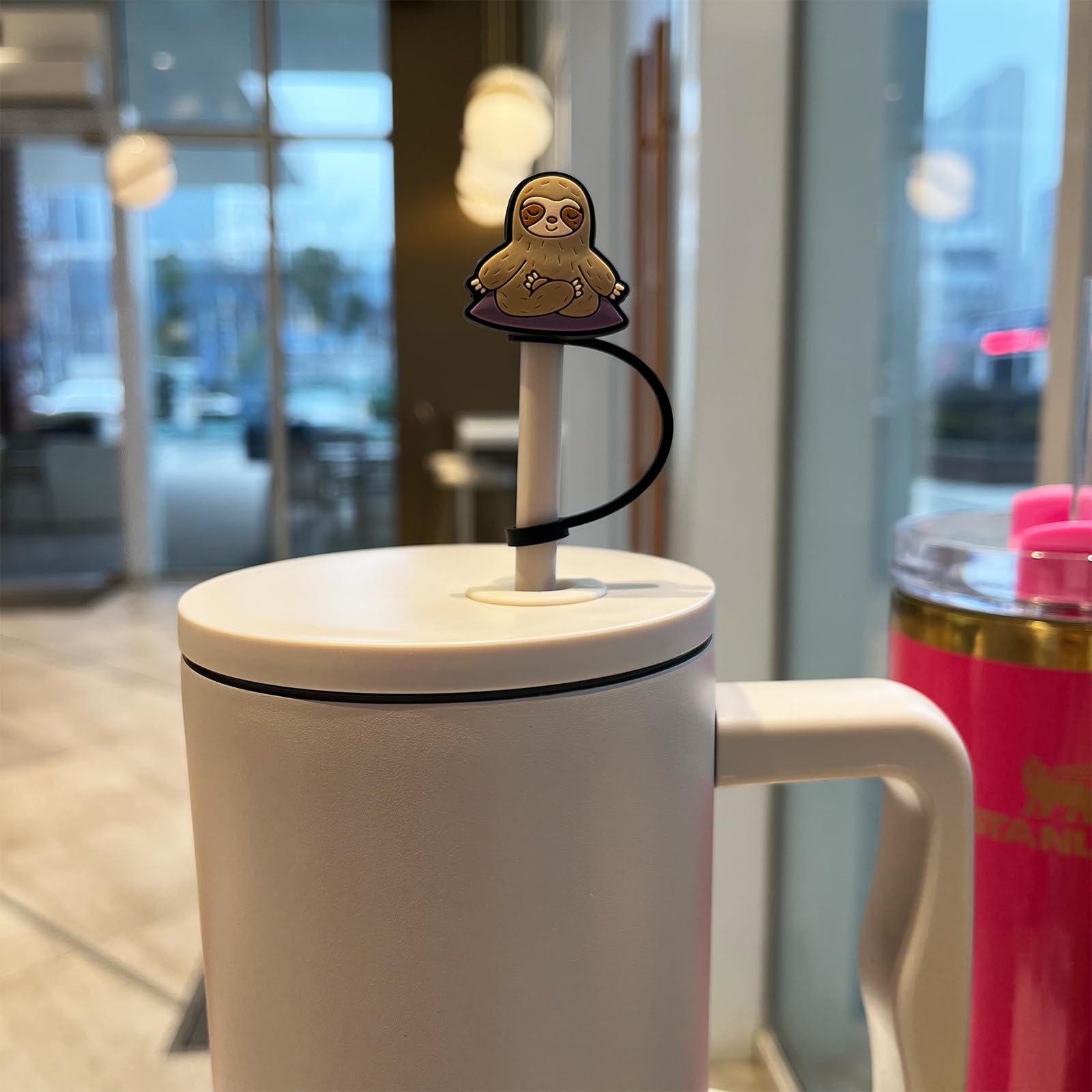 Amreich Sloth Straw Topper For Simple Modern, 6 Pcs Silicone Straw Cover Cap For Hydro Flask Tumblers, Animal Silicone Dust-Proo