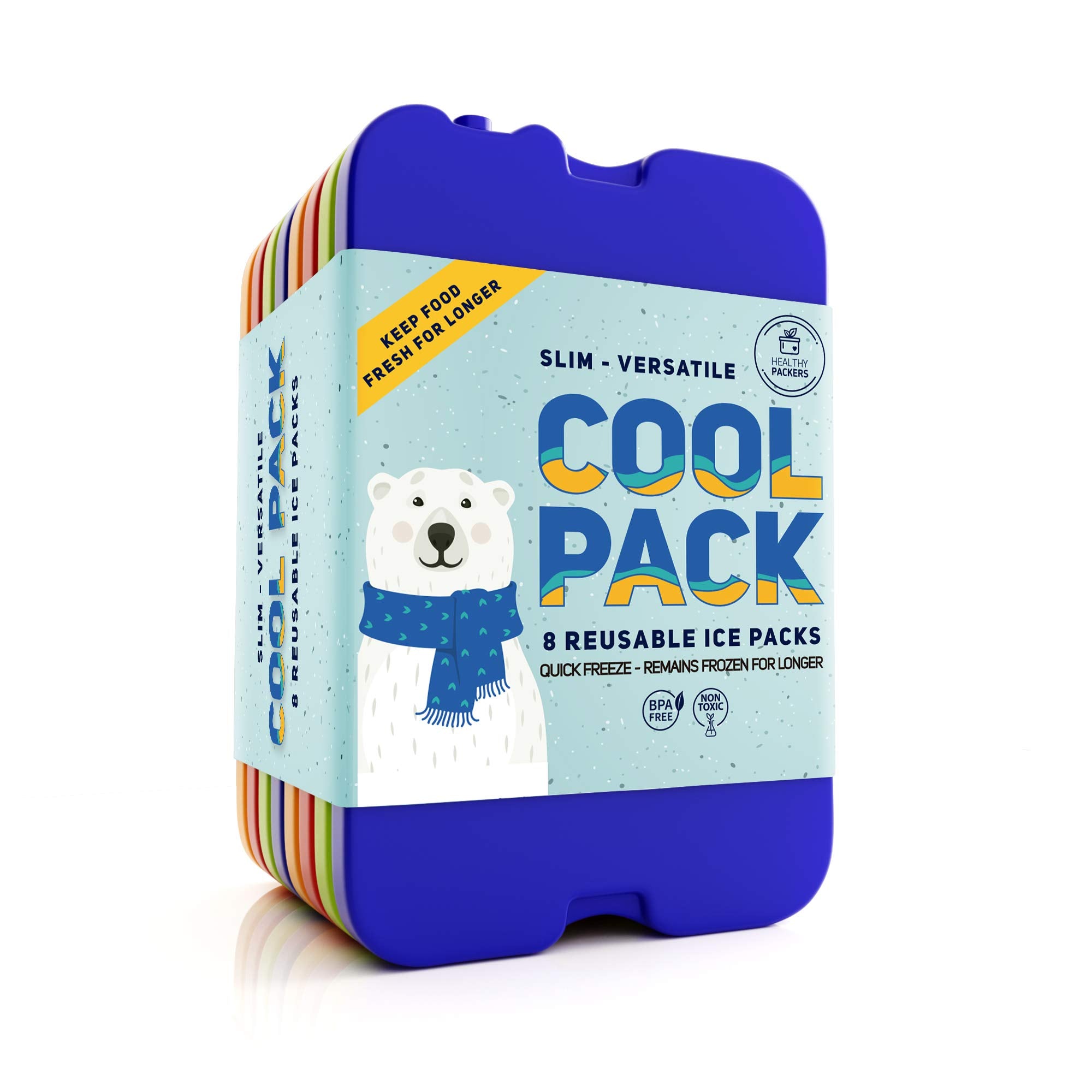 Ice Packs For Lunch Bags - Original Cool Pack | Slim & Long-Lasting Reusable Ice Pack For Lunch Box, Lunch Bag And Cooler | Free