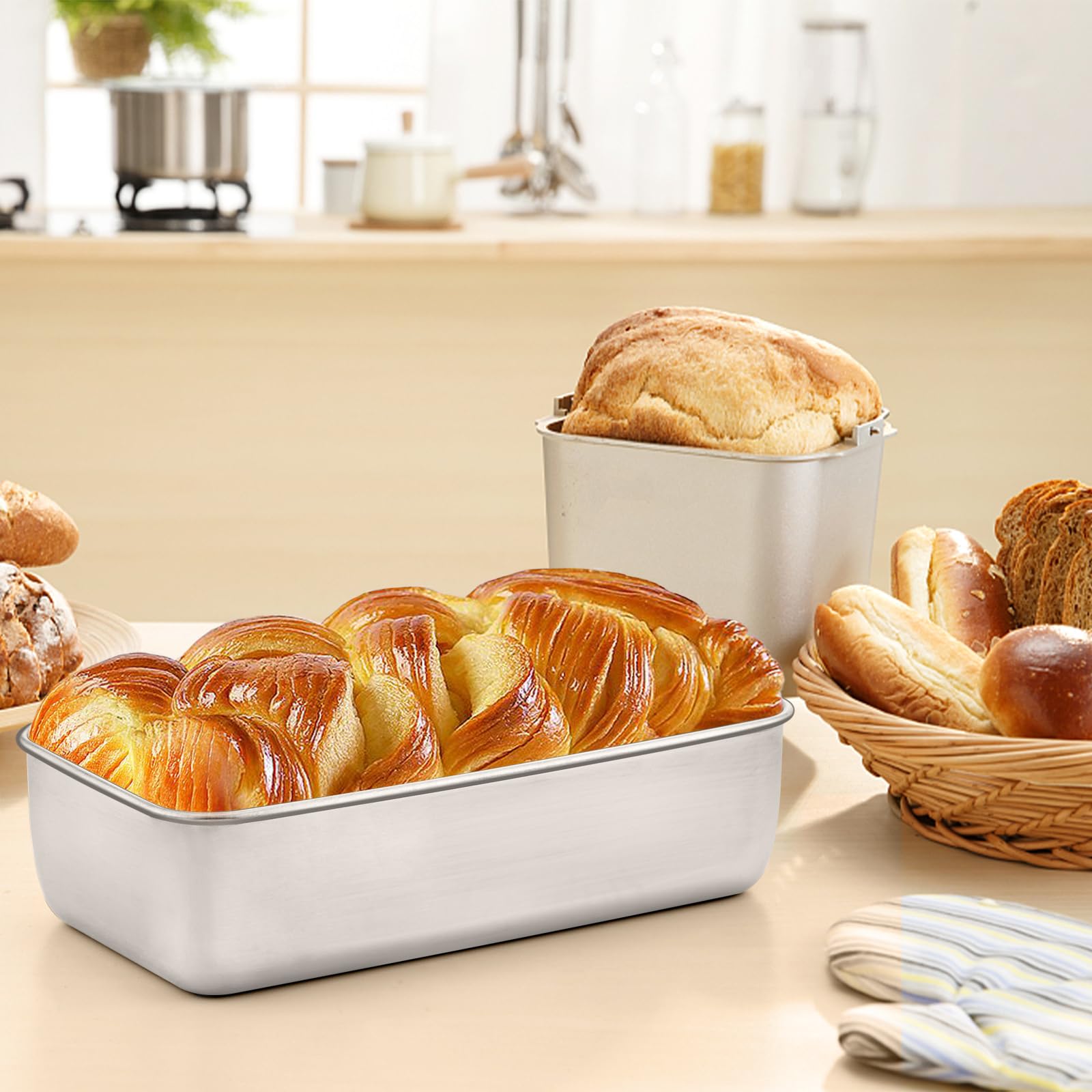 Onader 8? X 4? Inch Loaf Pans Stainless Steel Deep Meatloaf Pan For Baking Bread Set Of 3