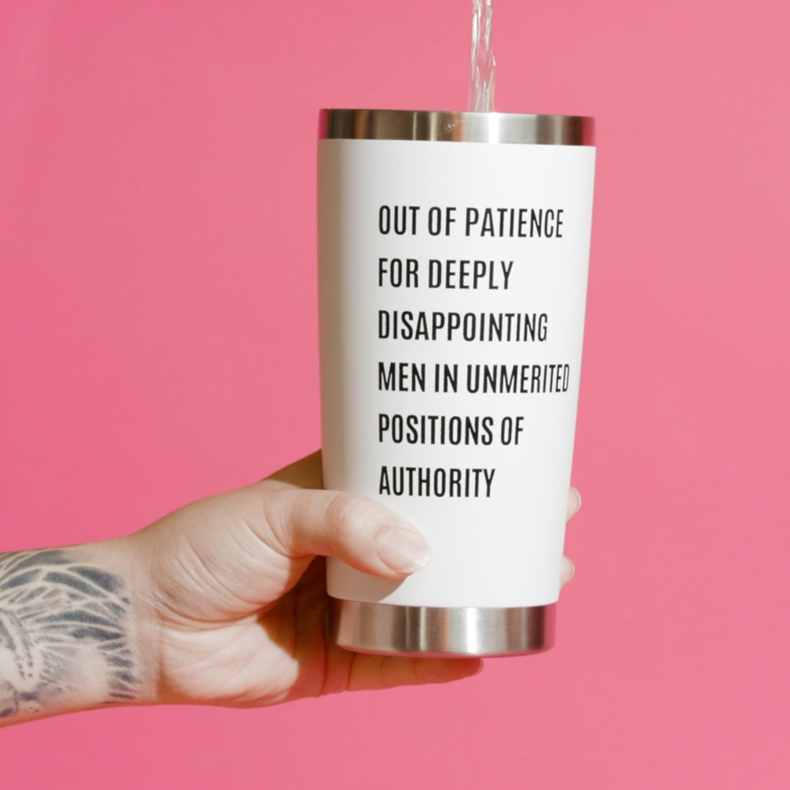 Getbullish Out Of Patience For Deeply Disappointing Men In Unmerited Positions Of Authority Feminist Travel Mug In White